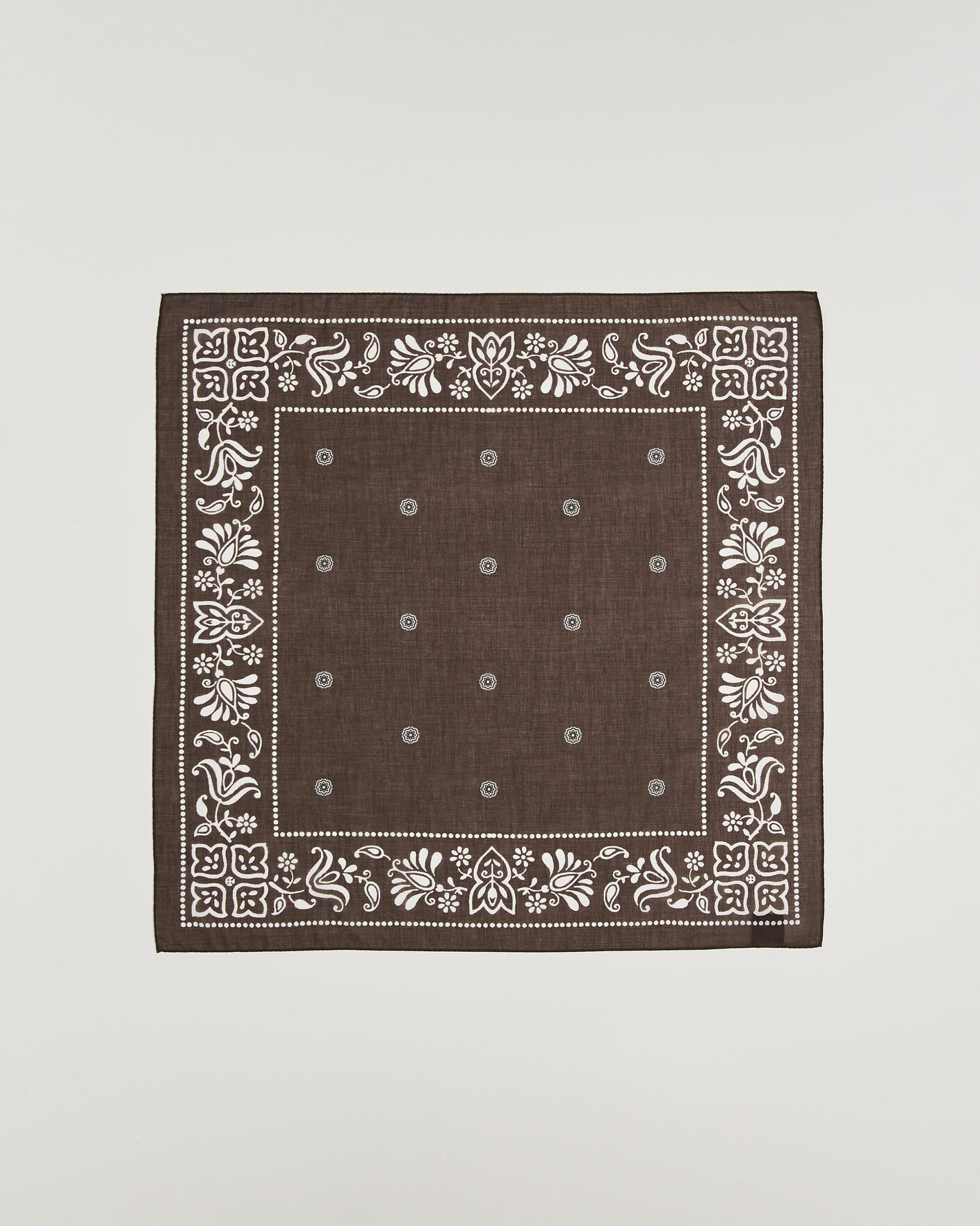 Uomini | Sciarpe | Amanda Christensen | Cotton Voile Printed Flower Bandana Brown