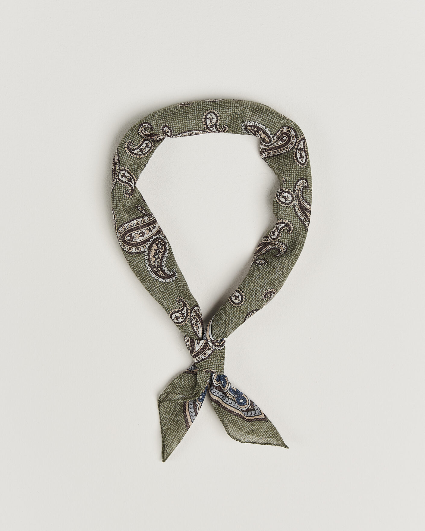 Uomini | Sciarpe | Amanda Christensen | Cotton Voile Printed Paisley Bandana Green