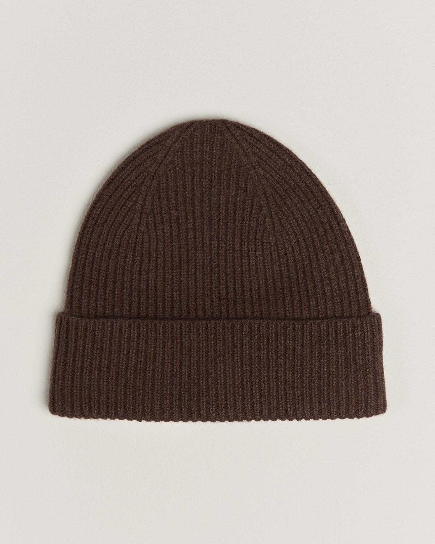 Uomini | Berretti | Amanda Christensen | Rib Knitted Merino Wool Cap Brown