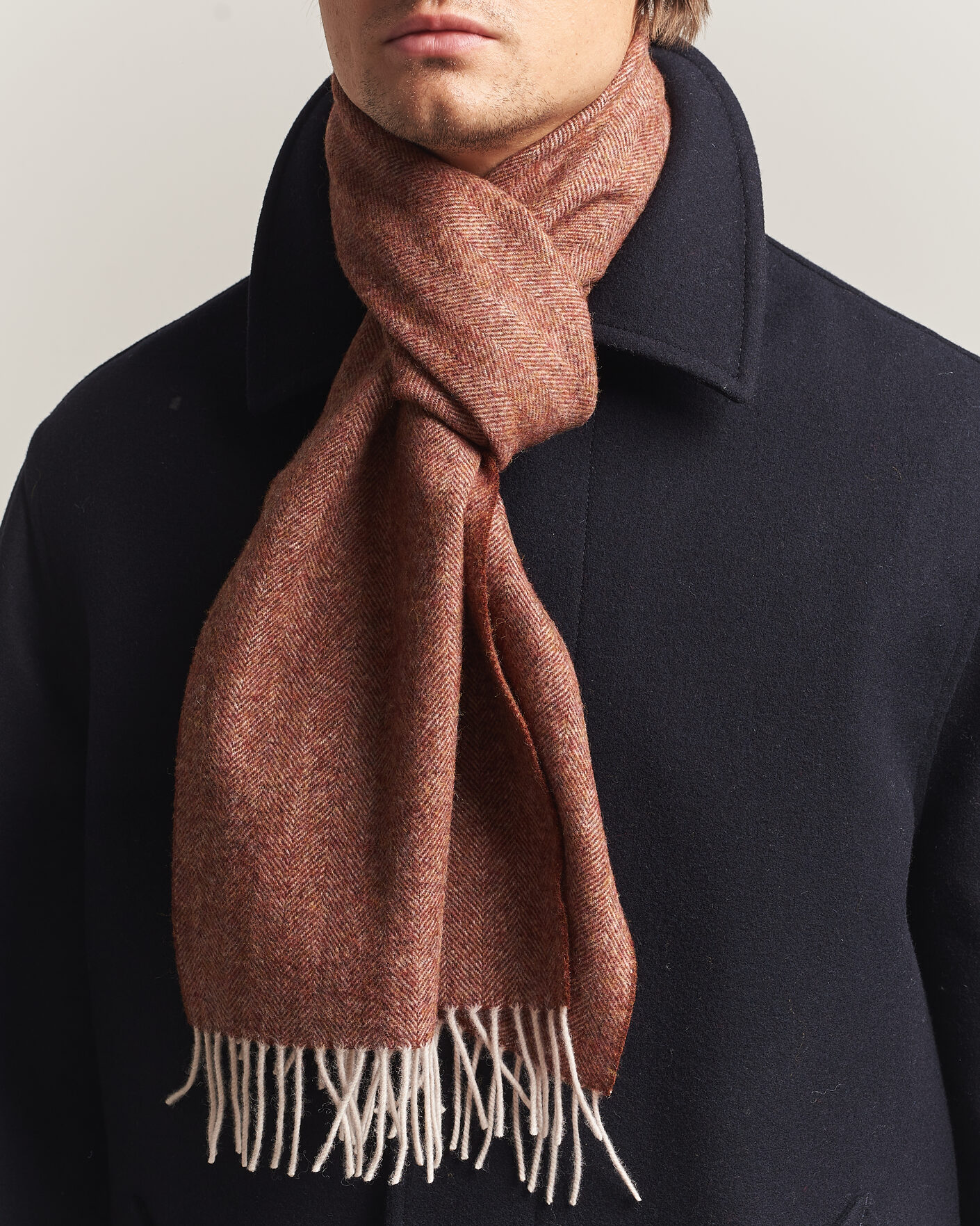 Uomini | Sciarpe | Amanda Christensen | Wool Herringbone Scarf Rust