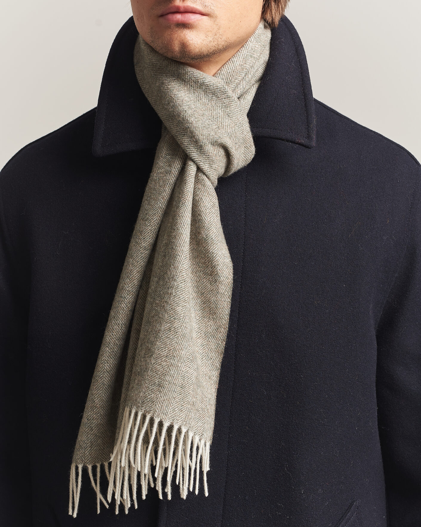 Uomini | Sciarpe | Amanda Christensen | Wool Herringbone Scarf Green
