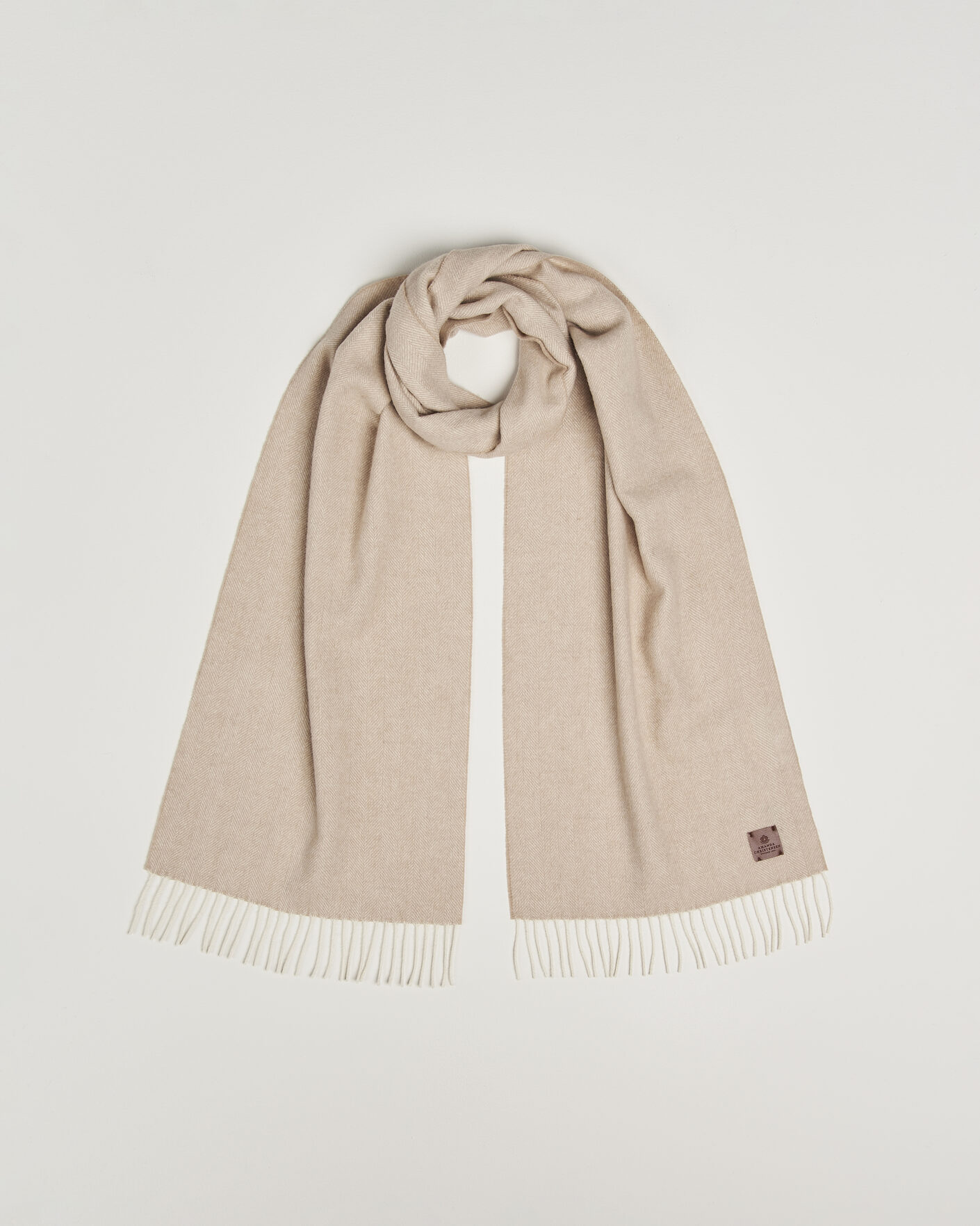 Uomini | Sciarpe | Amanda Christensen | Wool Herringbone Scarf Beige