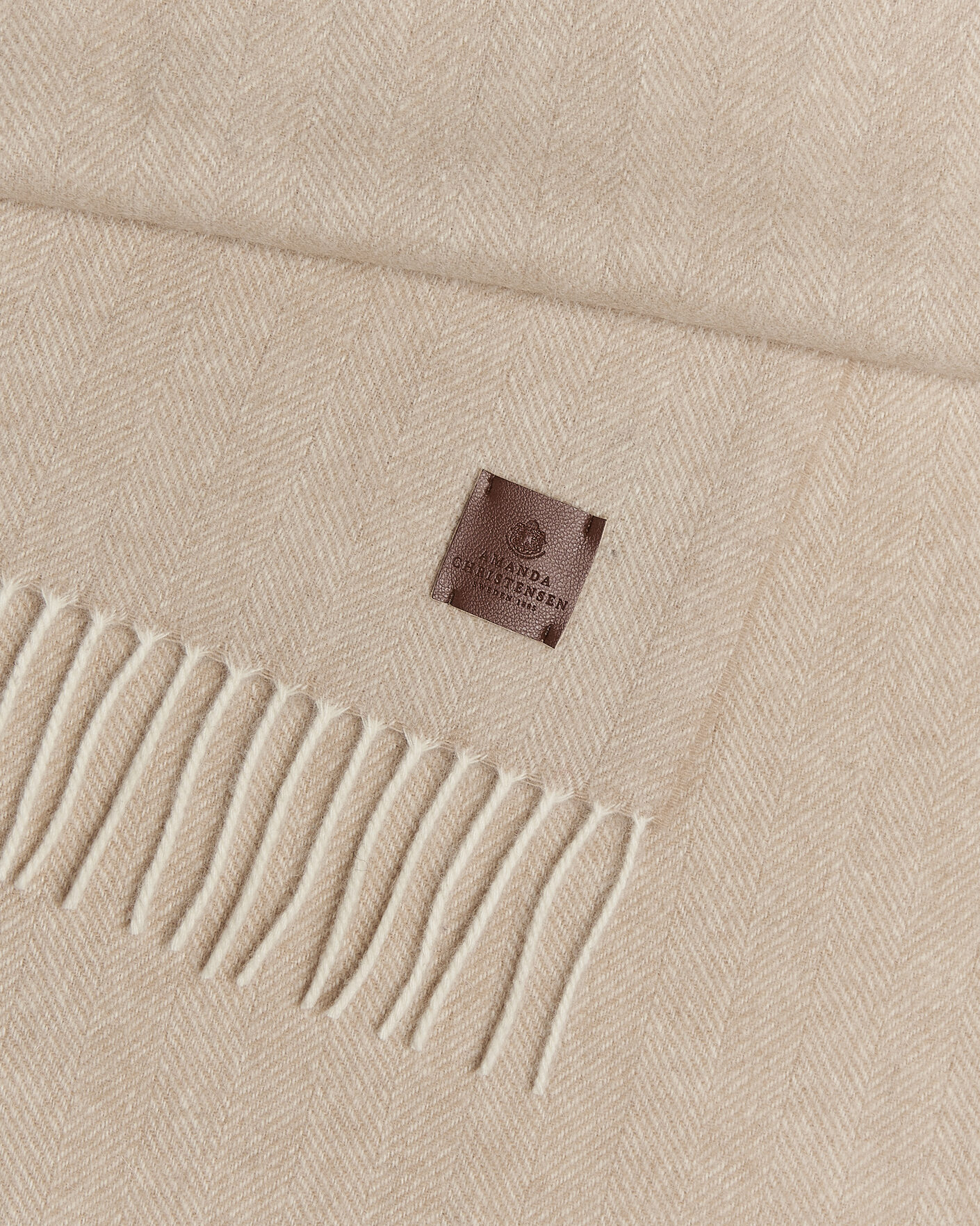 Uomini | Sciarpe | Amanda Christensen | Wool Herringbone Scarf Beige