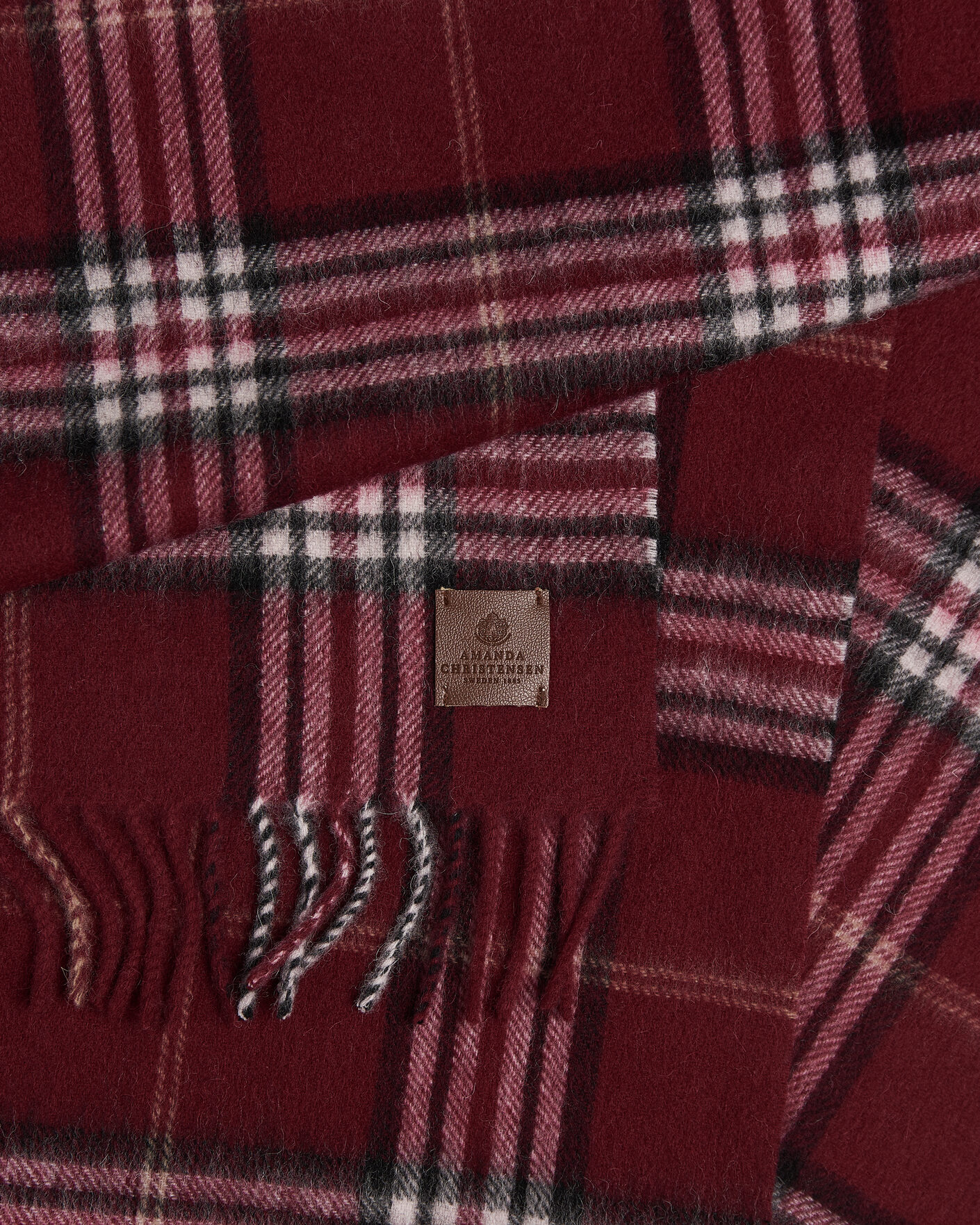 Uomini | Sciarpe | Amanda Christensen | Wool Check Scarf Bordeaux