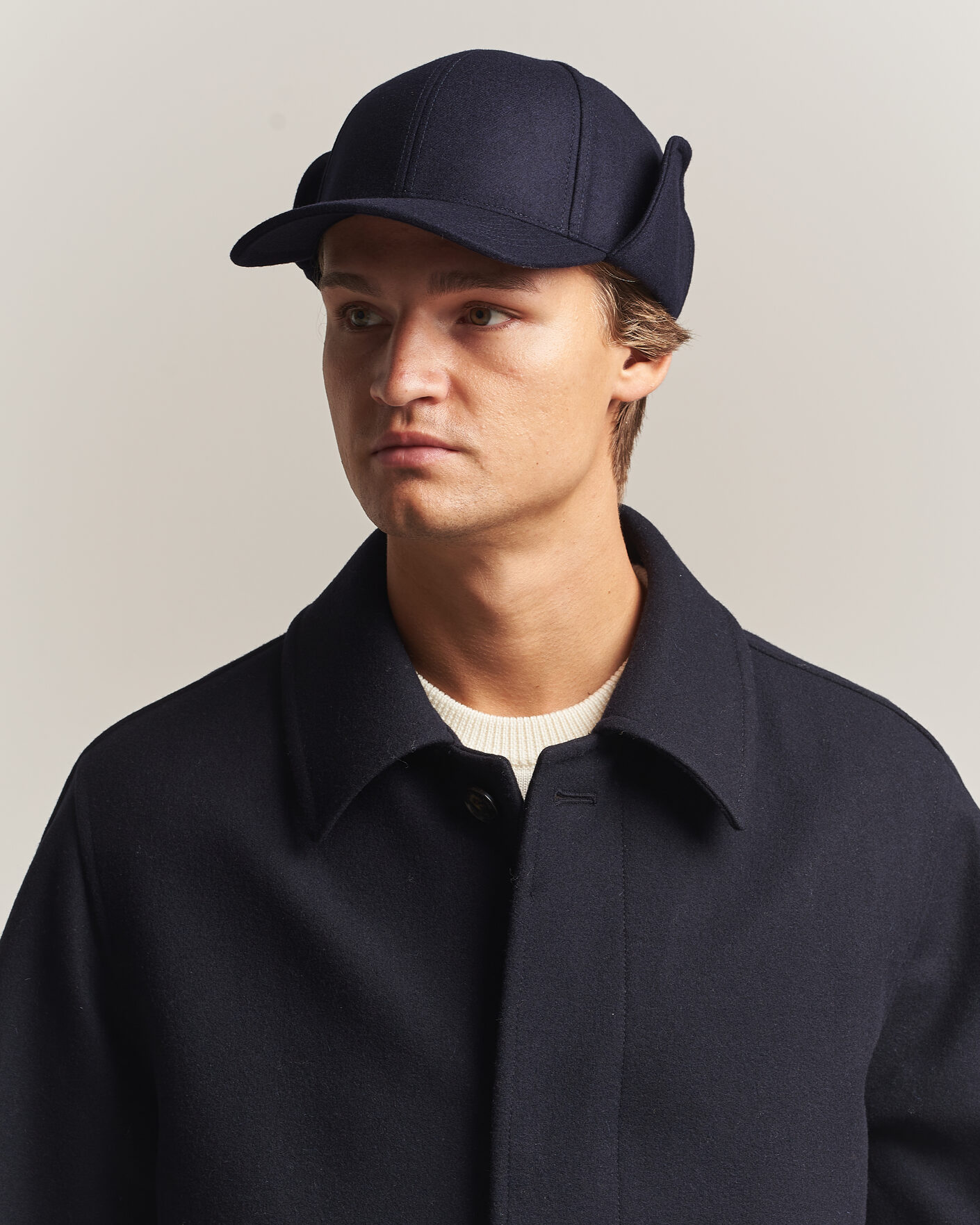 Uomini | Cappelli & Berretti | Varsity Headwear | Merino Wool Earflap Baseball Cap Dark Navy