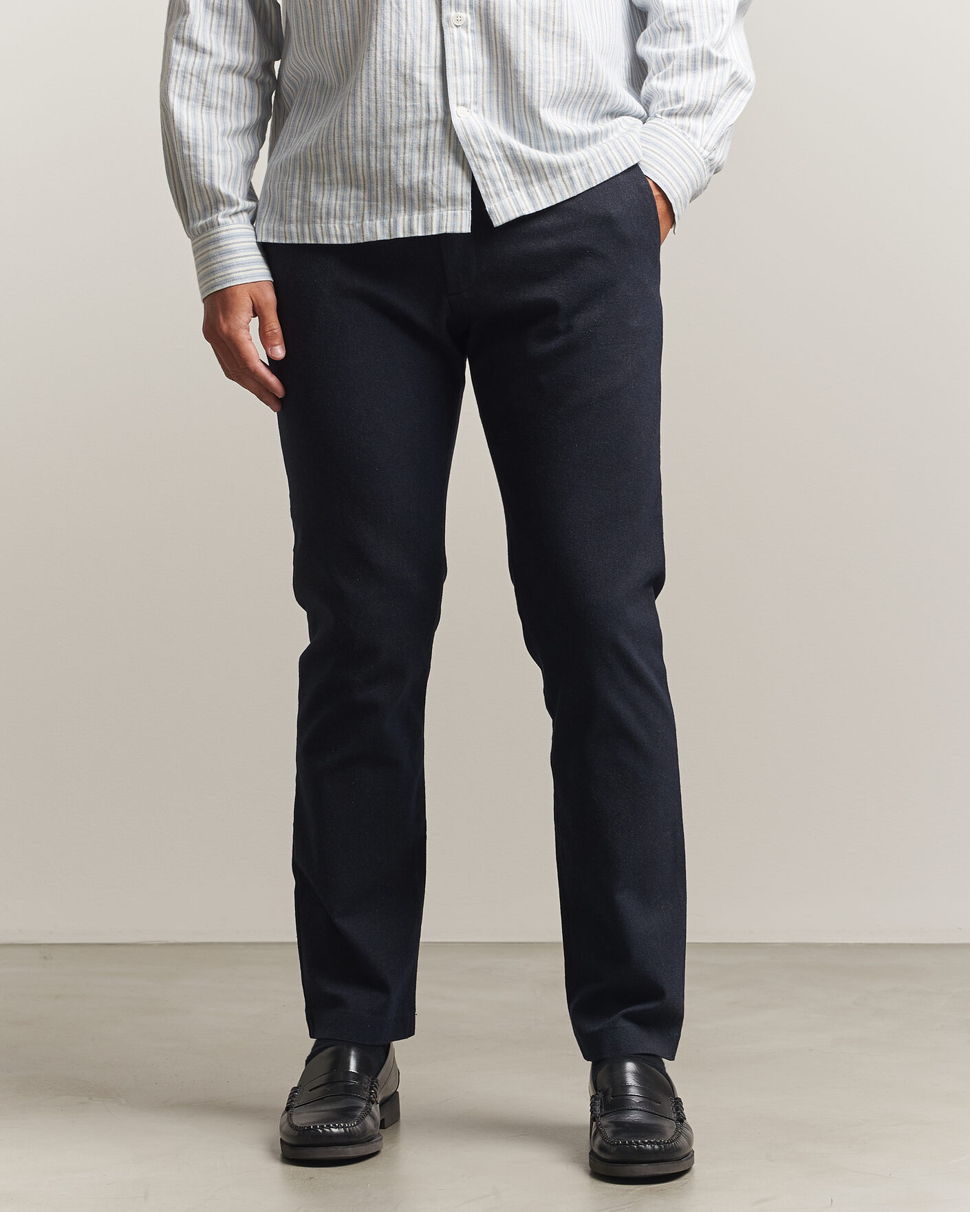 Uomini | Pantaloni | NN07 | Theo Brushed Cotton Trousers Deep Navy