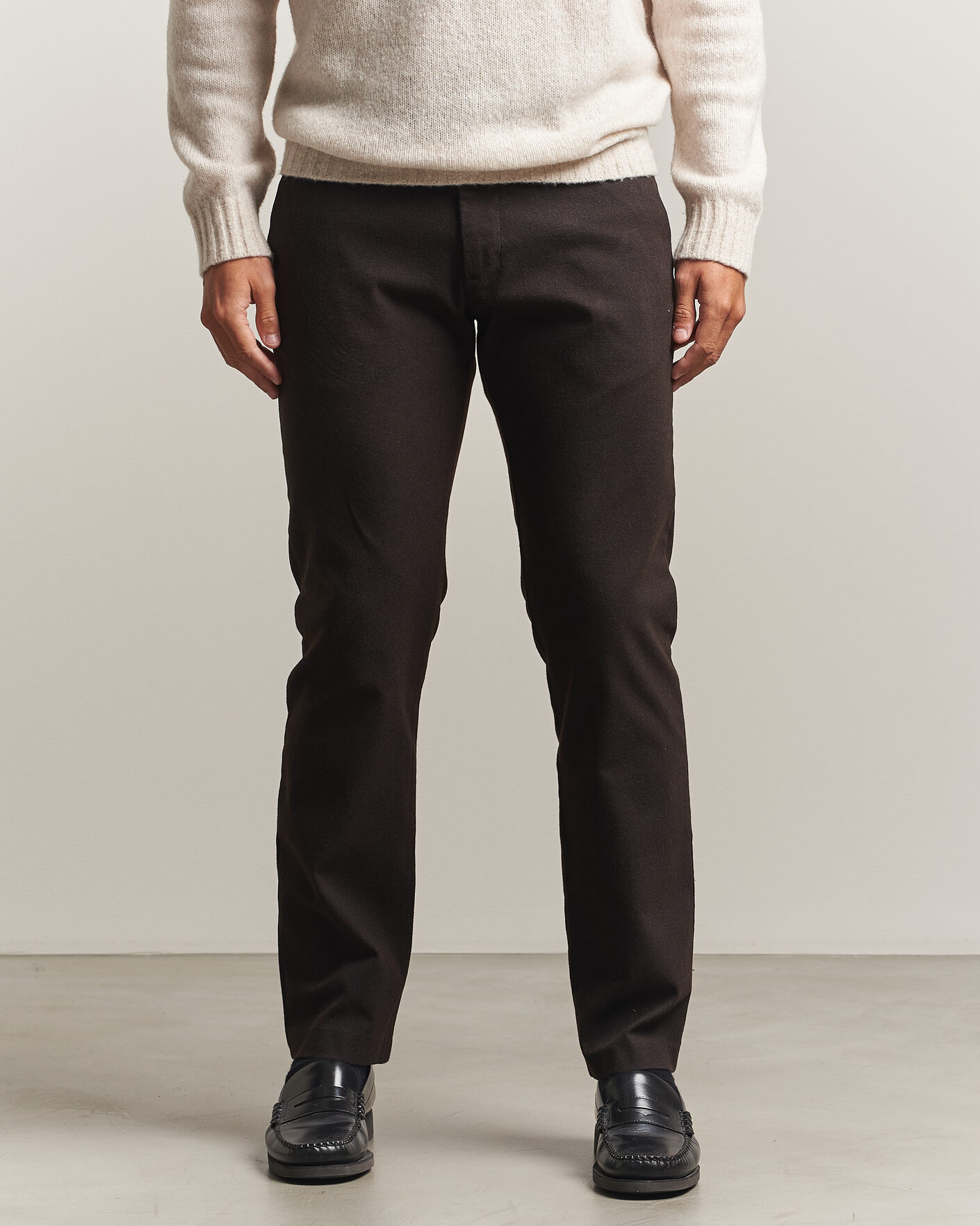 Uomini | Pantaloni | NN07 | Theo Brushed Cotton Trousers Deep Truffle