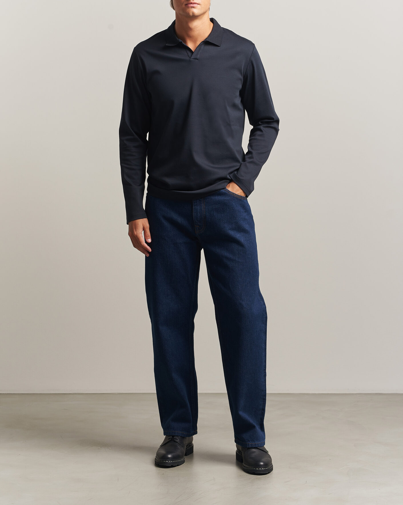 Uomini | Polo | NN07 | Paul Long Sleeve Polo Deep Navy