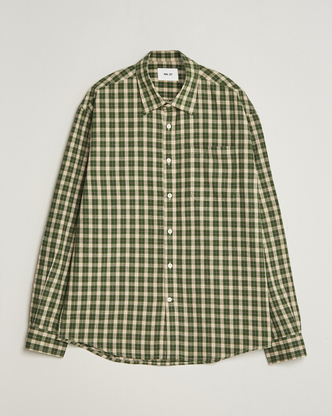 Uomini | Camicie | NN07 | Deon Flannel Shirt Eden Green Check