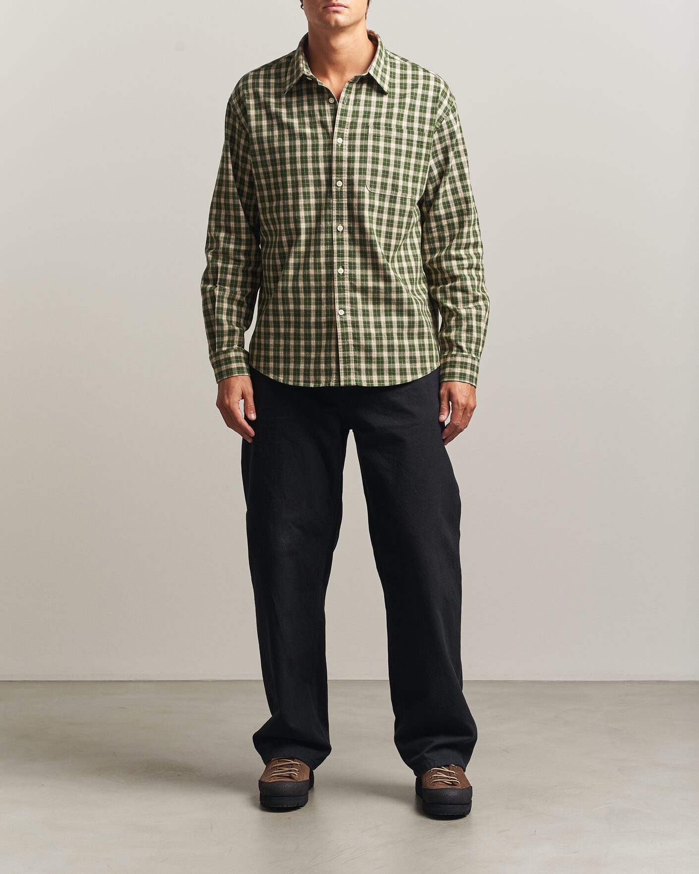 Uomini | Camicie | NN07 | Deon Flannel Shirt Eden Green Check
