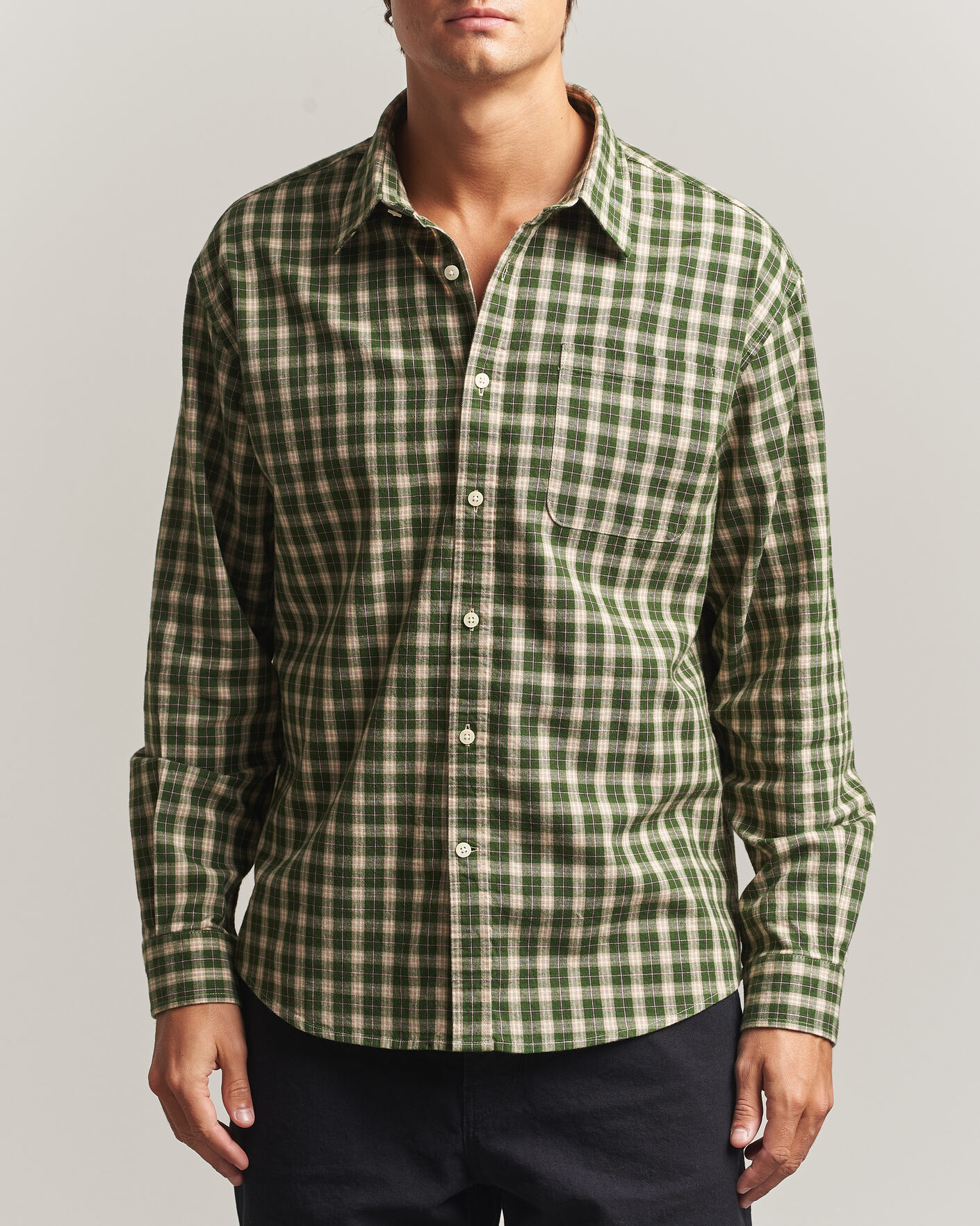 Uomini | Camicie | NN07 | Deon Flannel Shirt Eden Green Check