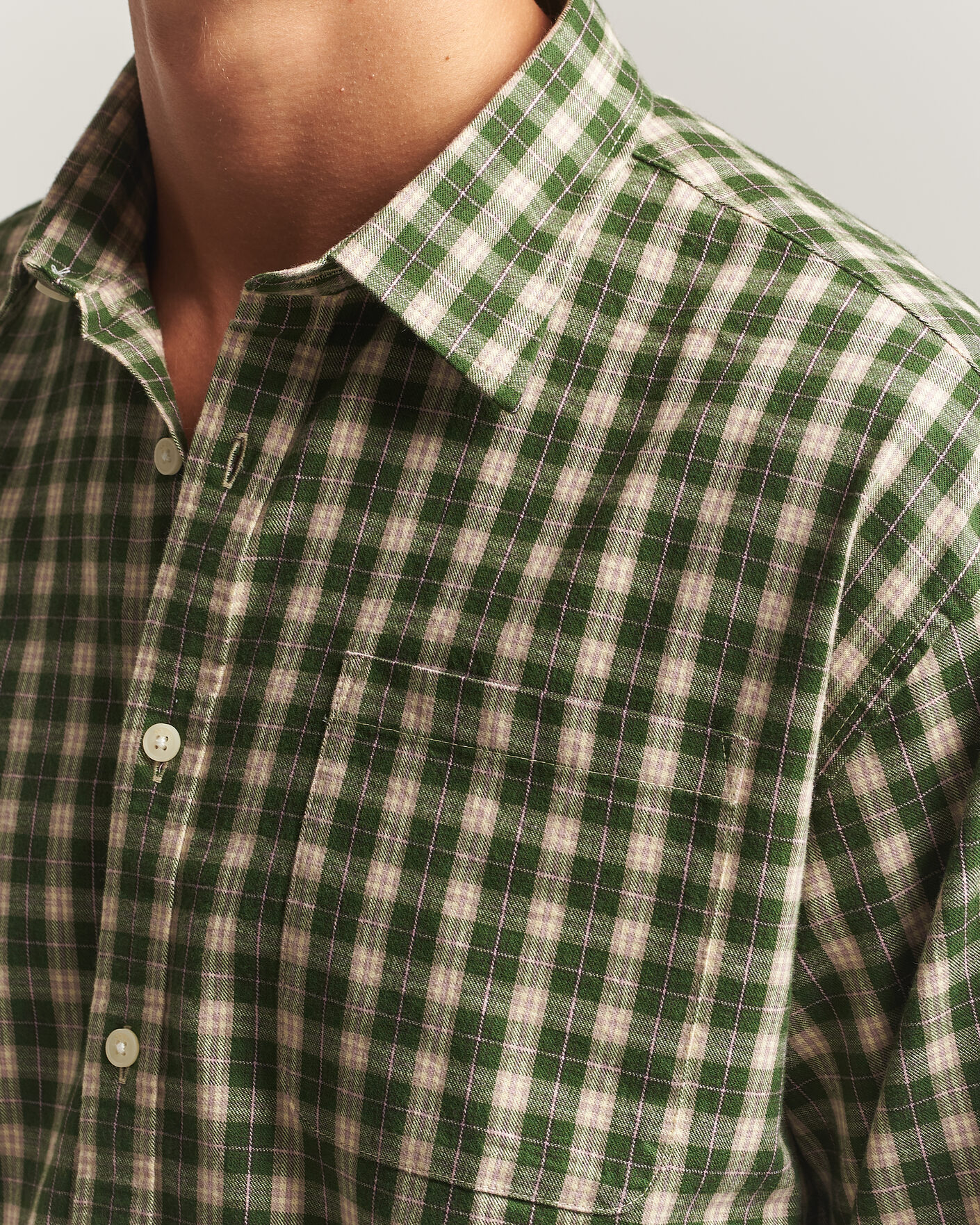 Uomini | Camicie | NN07 | Deon Flannel Shirt Eden Green Check