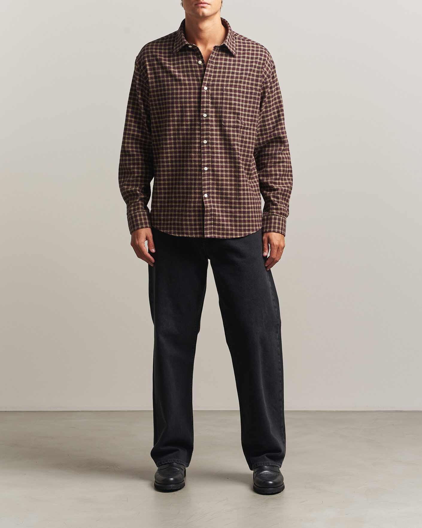 Uomini | Camicie | NN07 | Deon Flannel Shirt Bordeaux Check