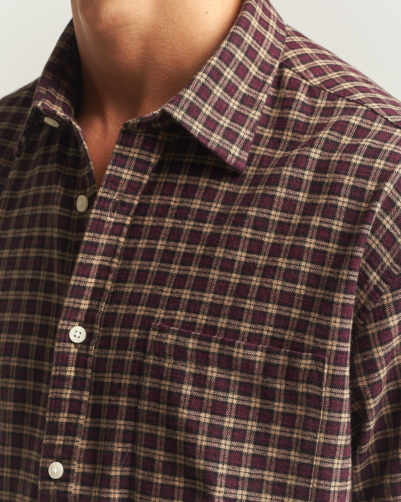 Uomini | Camicie | NN07 | Deon Flannel Shirt Bordeaux Check