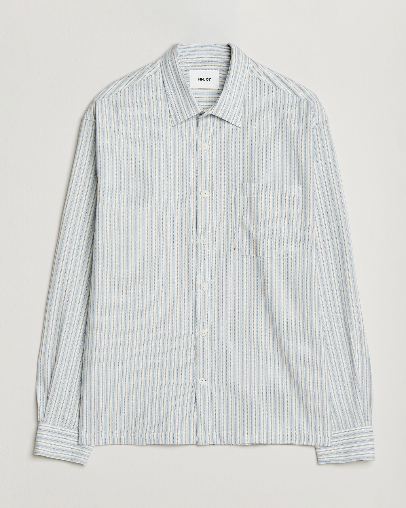 Uomini | Camicie | NN07 | Deon Brushed Cotton Striped Shirt Blue
