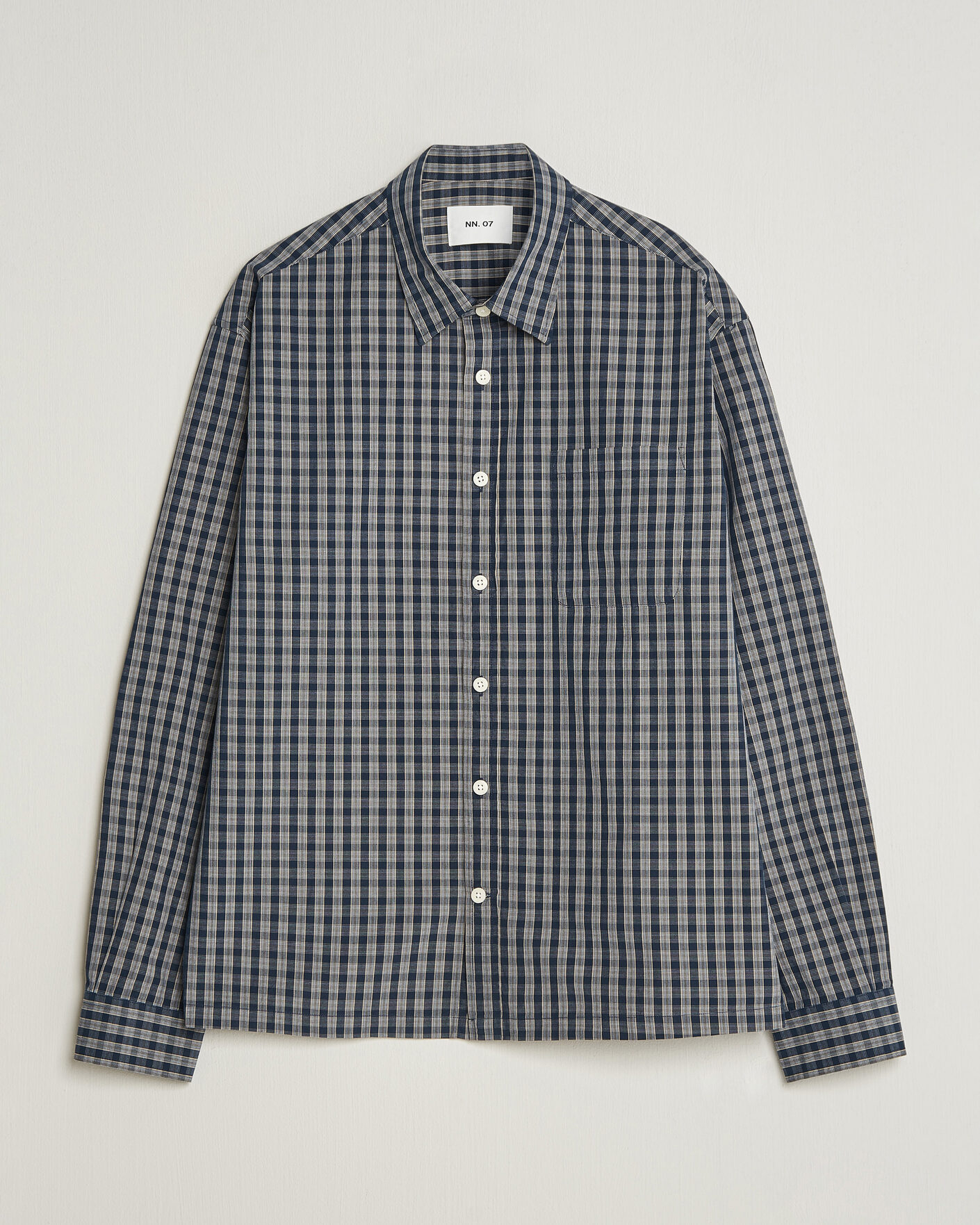 Uomini | Camicie | NN07 | Deon Brushed Cotton Checked Shirt Navy Blue