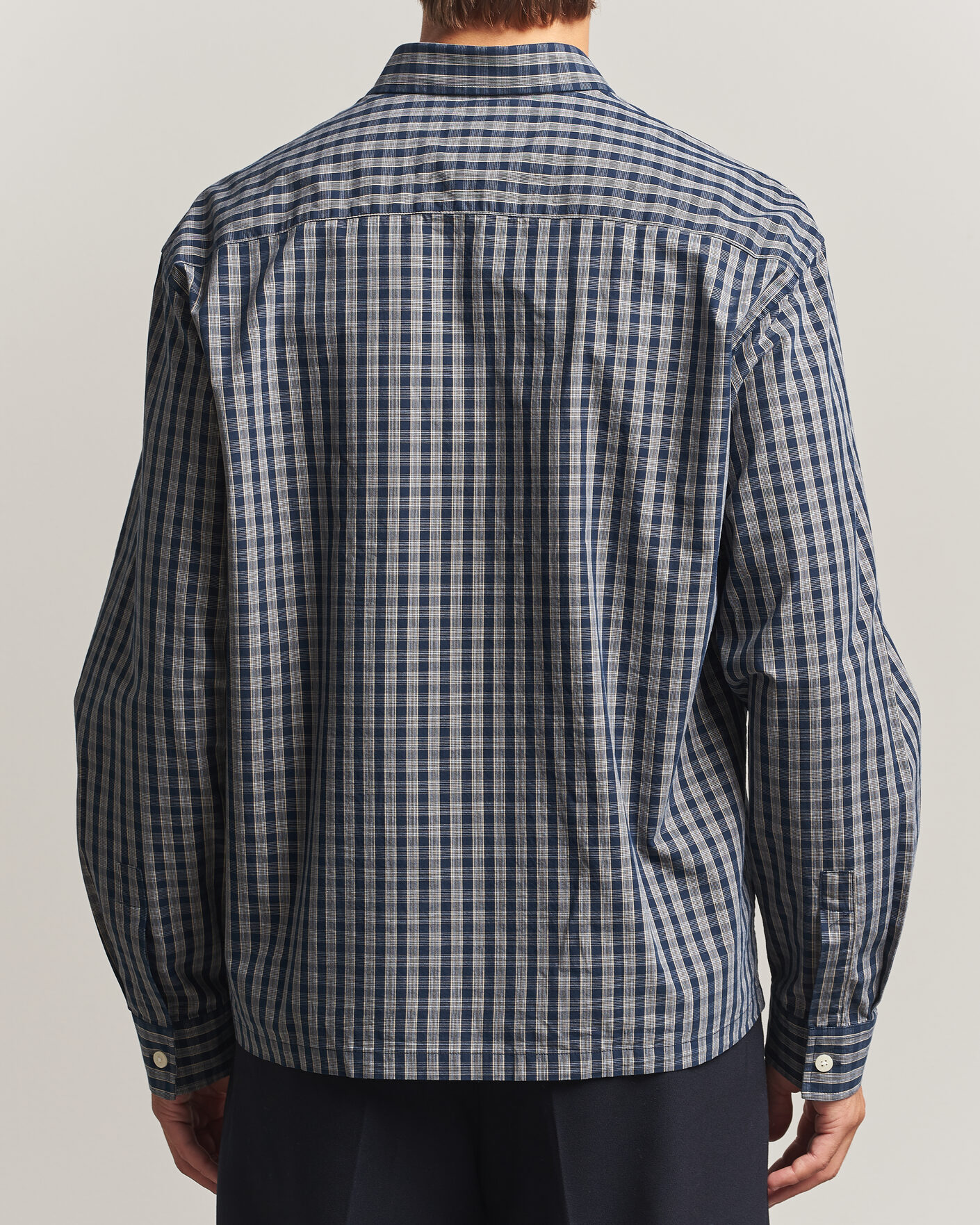 Uomini | Camicie | NN07 | Deon Brushed Cotton Checked Shirt Navy Blue