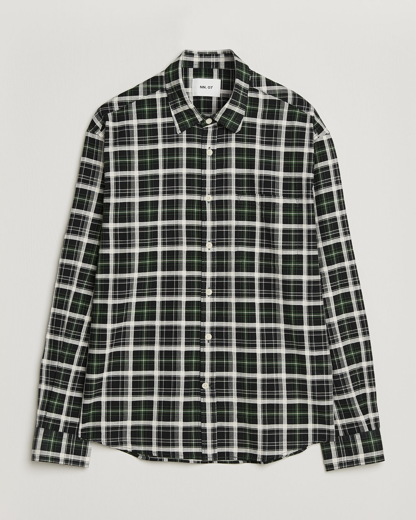 Uomini | Camicie | NN07 | Deon Cotton Checked Shirt Fern Green