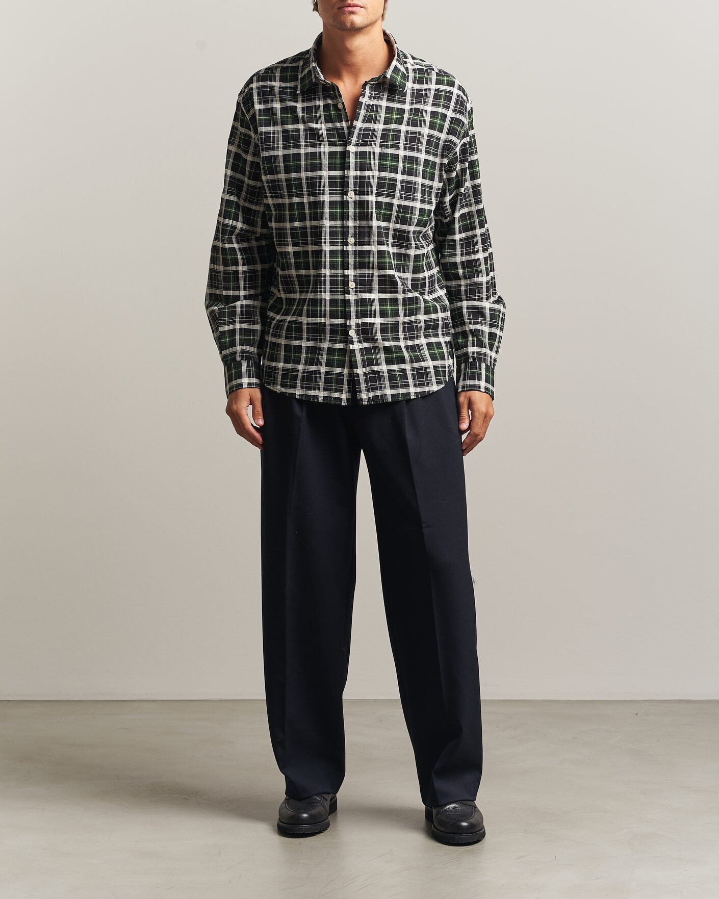 Uomini | Camicie | NN07 | Deon Cotton Checked Shirt Fern Green