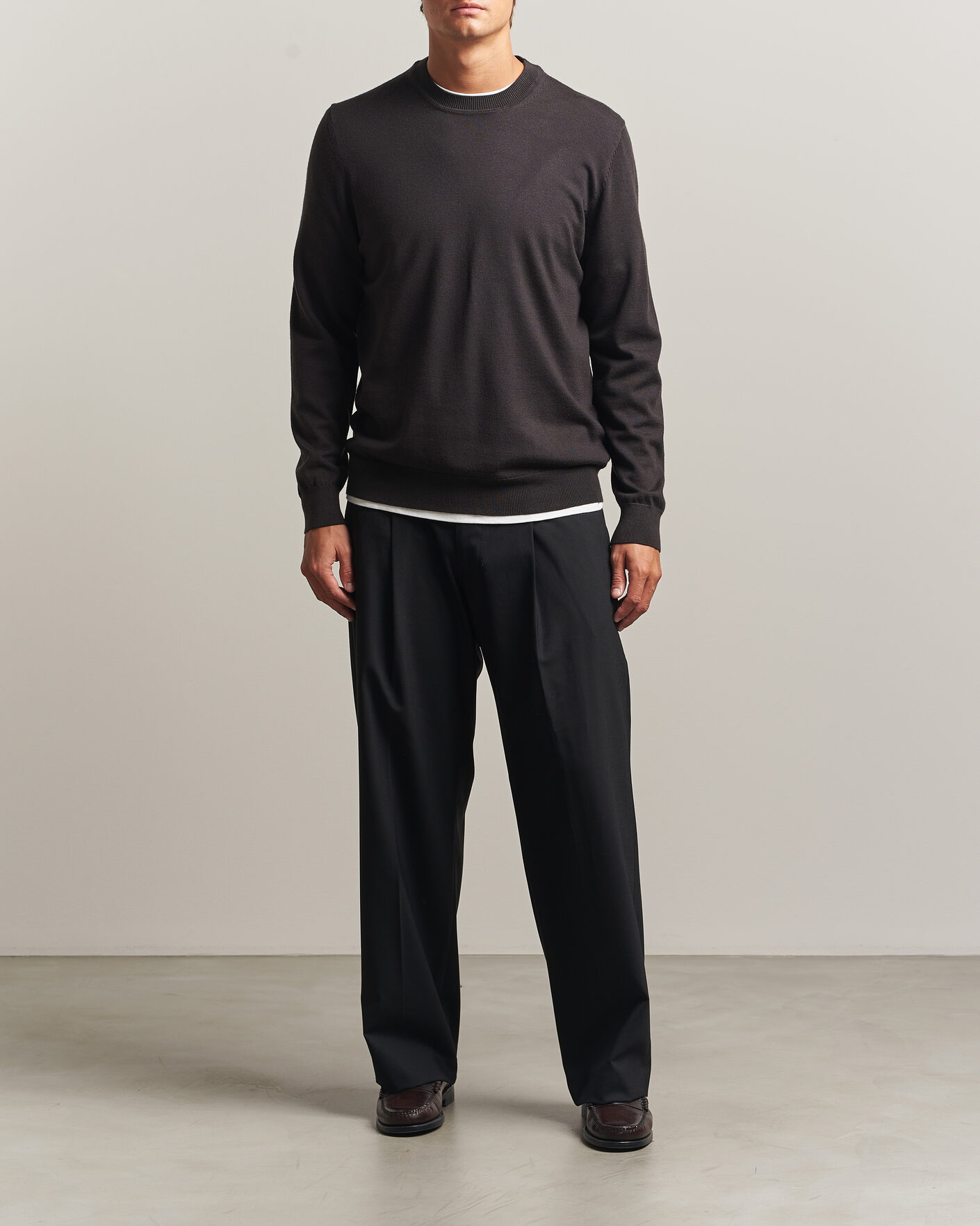 Uomini | Maglieria | NN07 | Ted Merino Crew Neck Pullover Deep Truffle