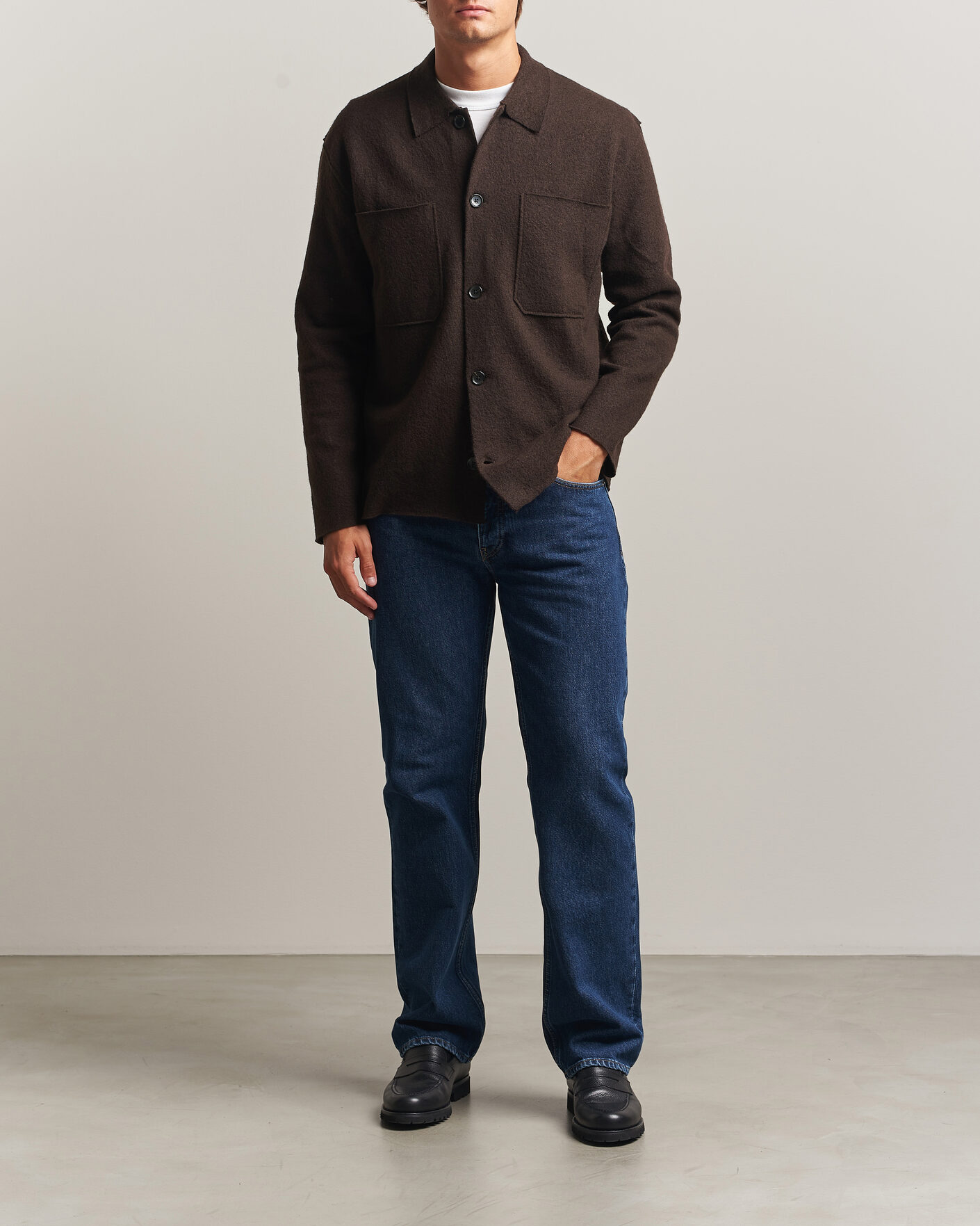 Uomini | Maglieria | NN07 | Jonas Boiled Wool Cardigan Deep Truffle
