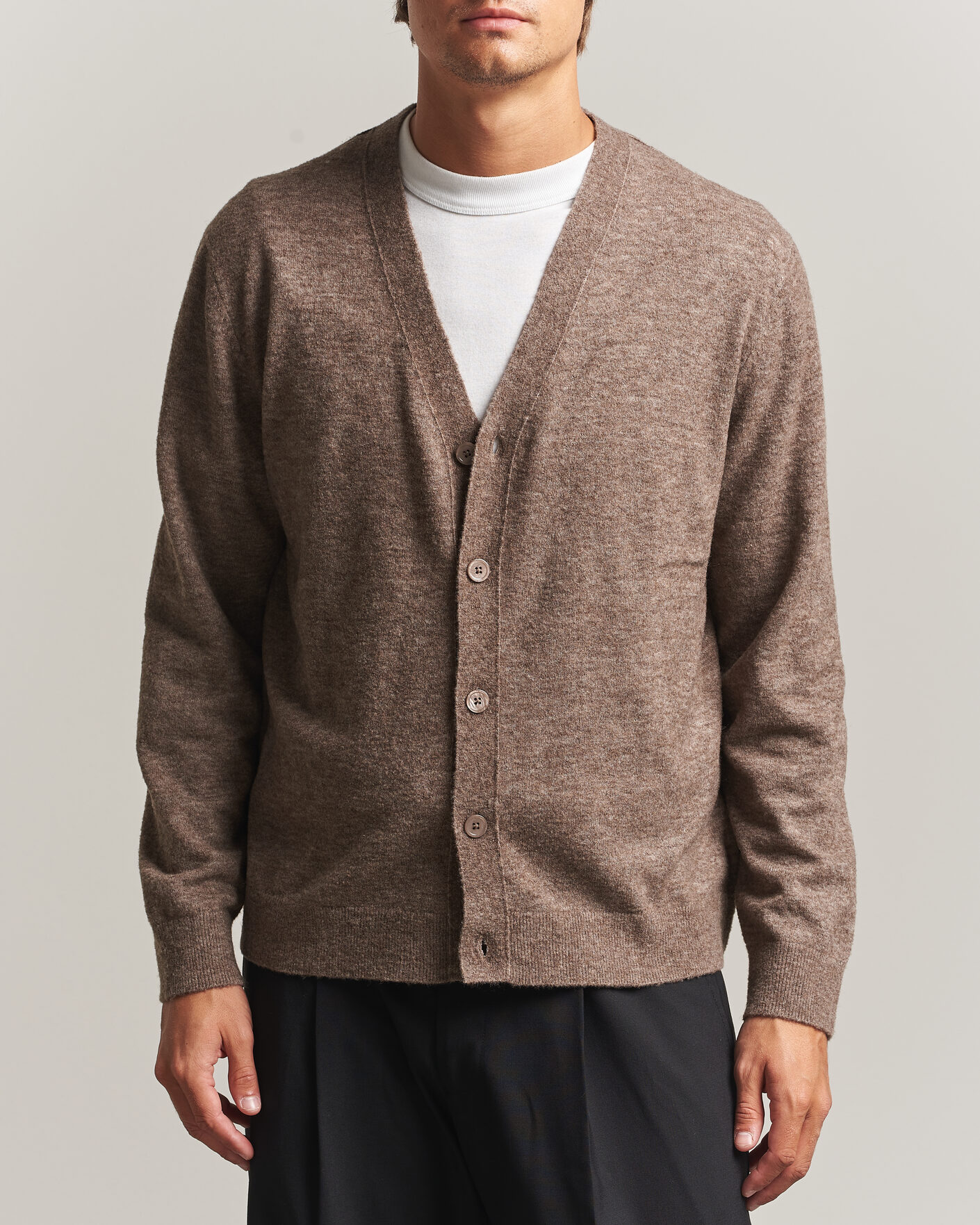Uomini | Maglieria | NN07 | Gavin Brushed Wool Knitted Cardigan Desert Clay