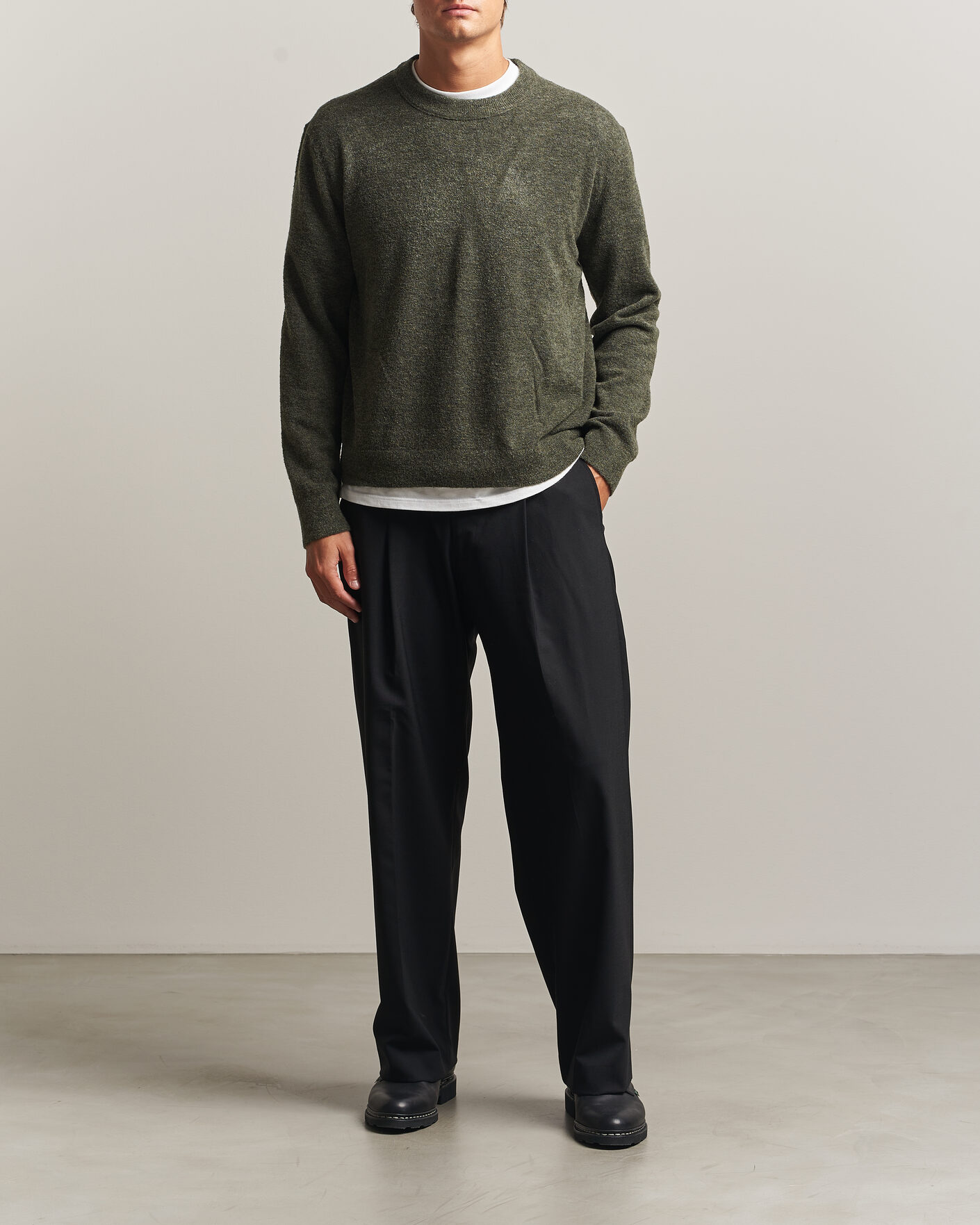 Uomini | Maglieria | NN07 | Gavin Brushed Wool Knitted Sweater Dark Army