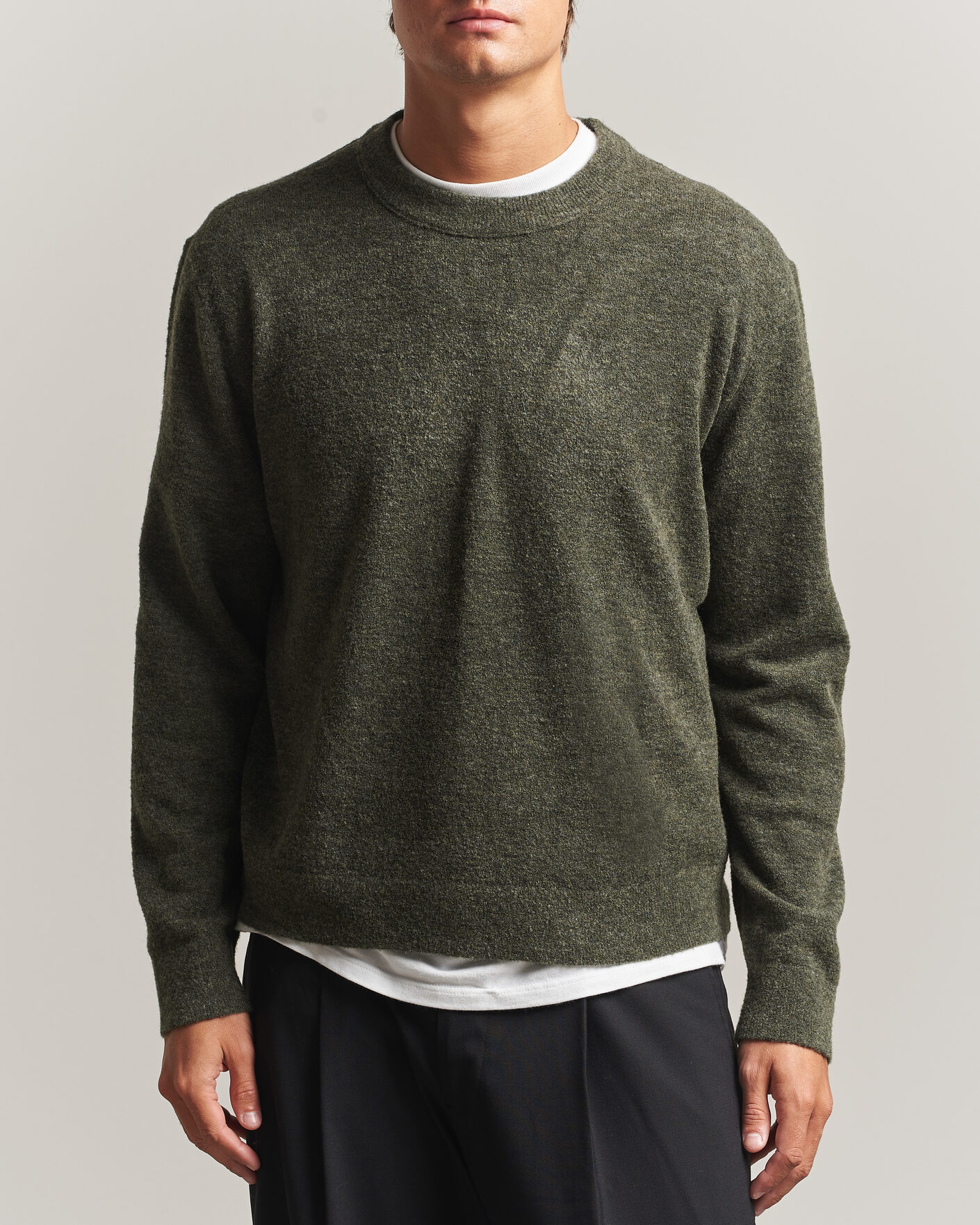 Uomini | Maglieria | NN07 | Gavin Brushed Wool Knitted Sweater Dark Army