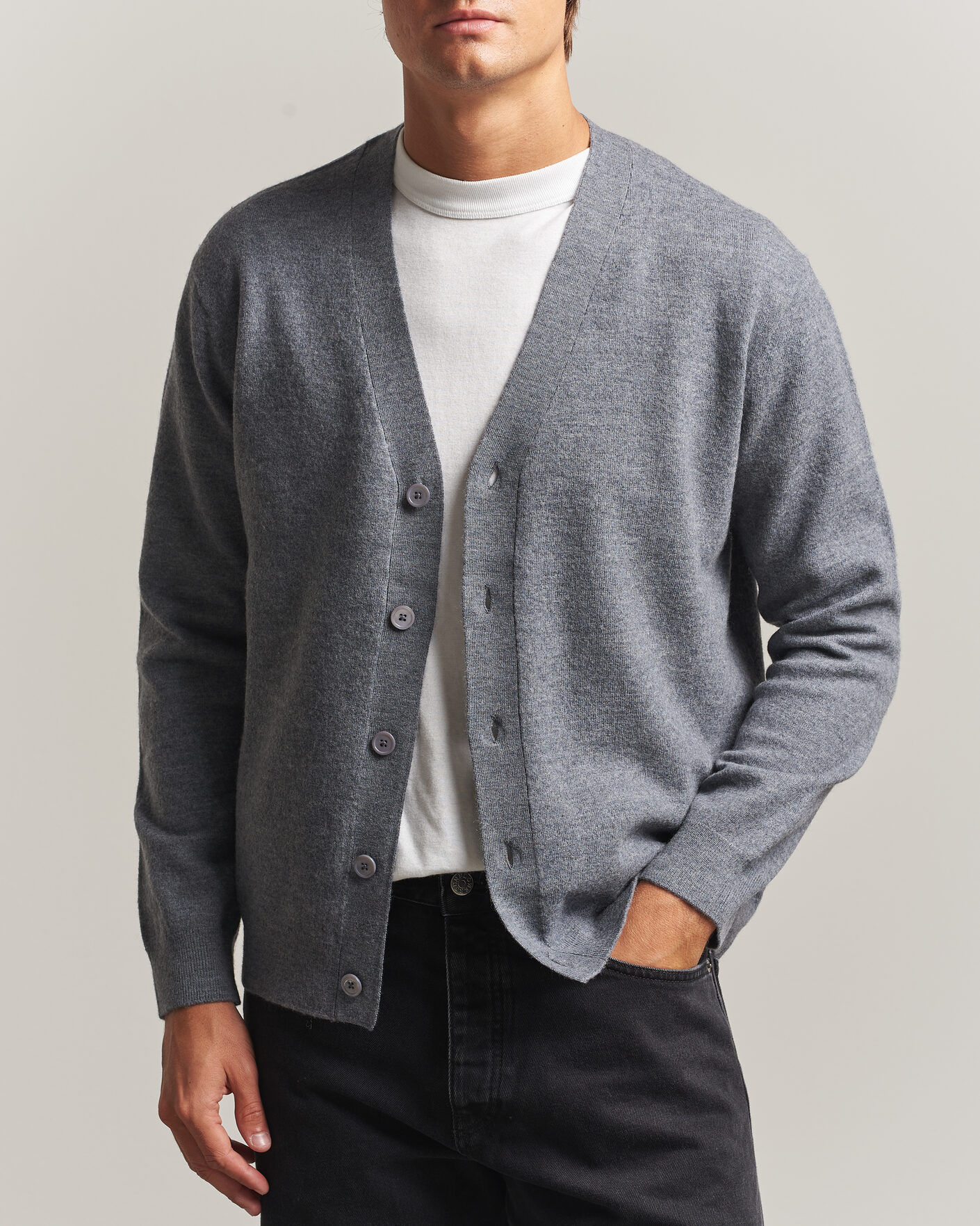 Uomini | Maglieria | NN07 | Jasper Wool Knitted Cardigan Grey Melange