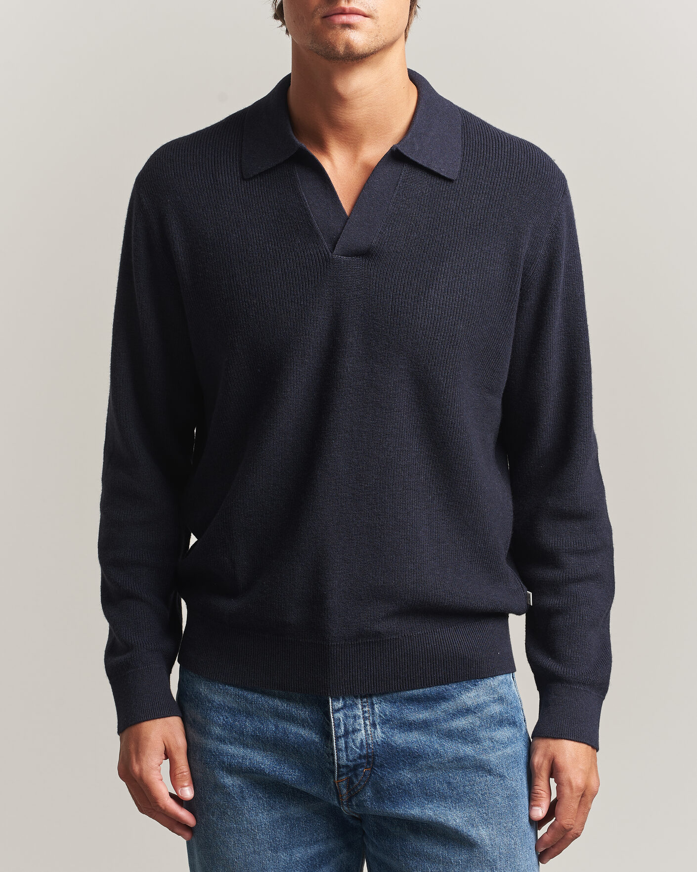 Uomini | Maglieria | NN07 | Hope Cotton/Cashmere Rib Knitted Polo Navy