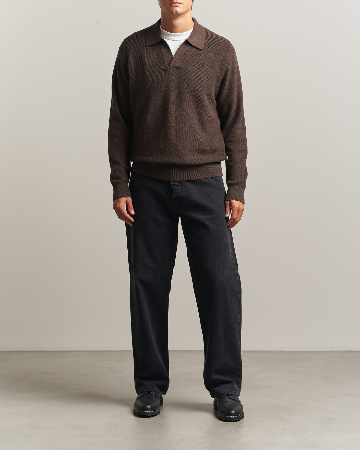 Uomini | Maglieria | NN07 | Hope Cotton/Cashmere Rib Knitted Polo Brown