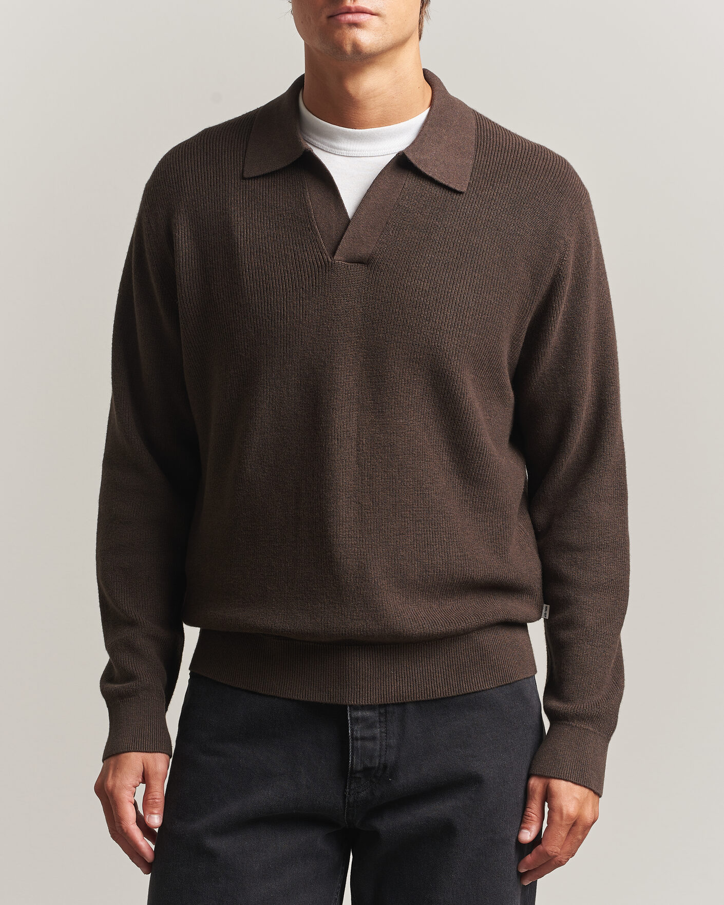 Uomini | Maglieria | NN07 | Hope Cotton/Cashmere Rib Knitted Polo Brown