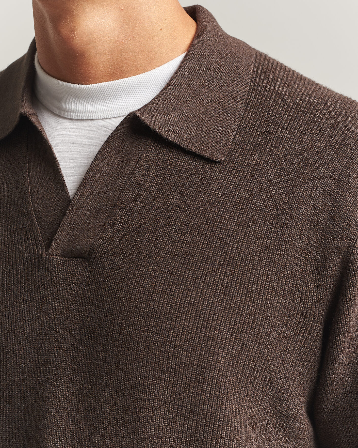 Uomini | Maglieria | NN07 | Hope Cotton/Cashmere Rib Knitted Polo Brown