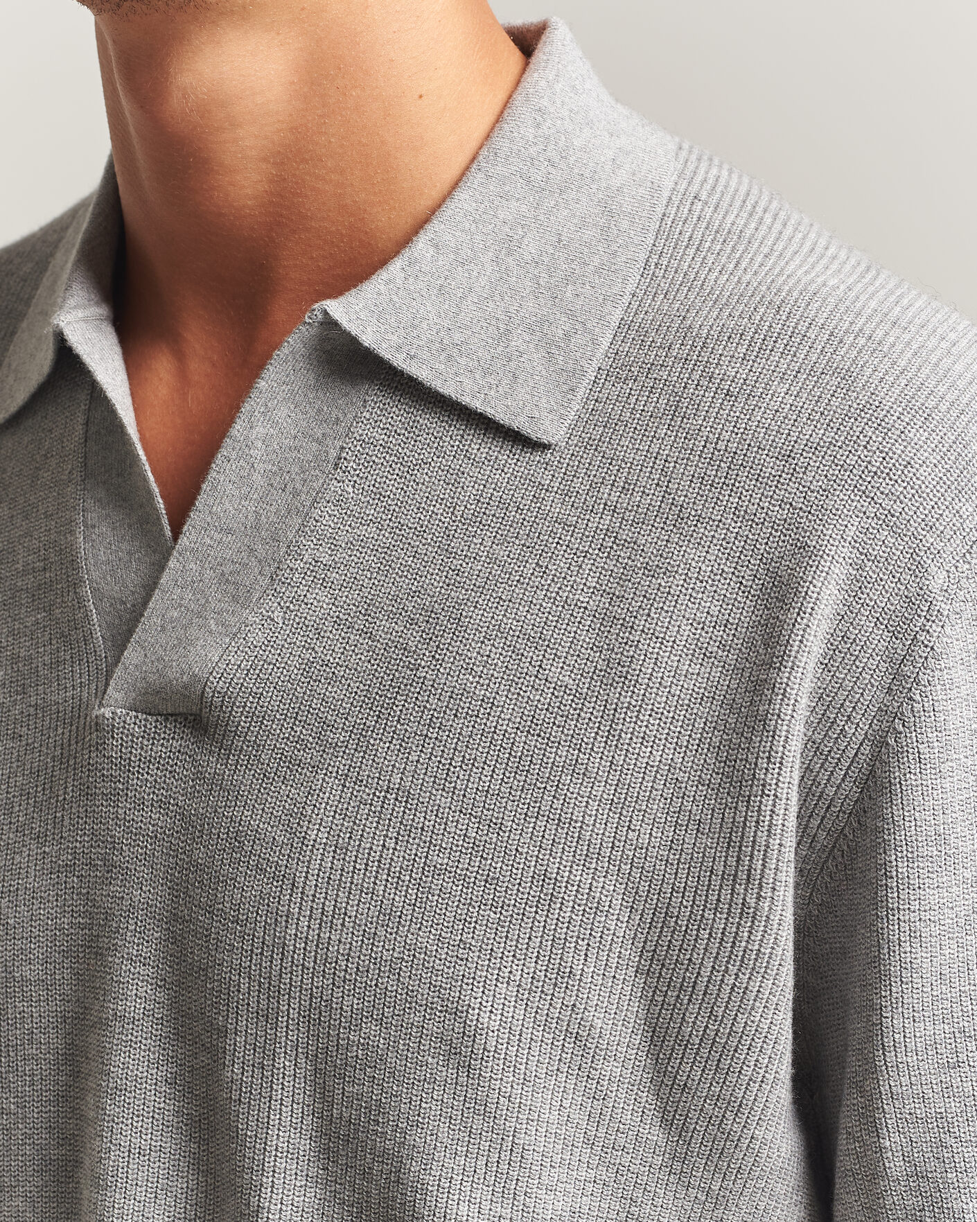 Uomini | Maglieria | NN07 | Hope Cotton/Cashmere Rib Knitted Polo Grey