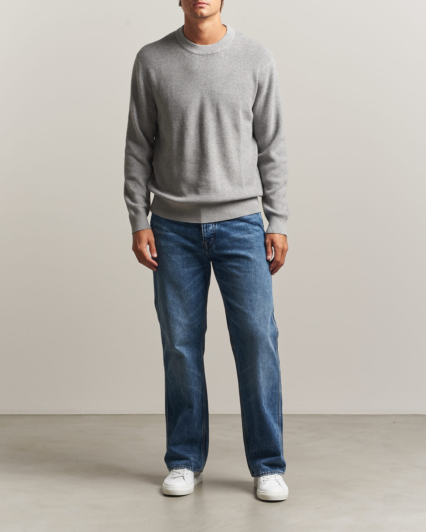 Uomini | Maglieria | NN07 | Hope Cotton/Cashmere Rib Knitted Sweater Grey