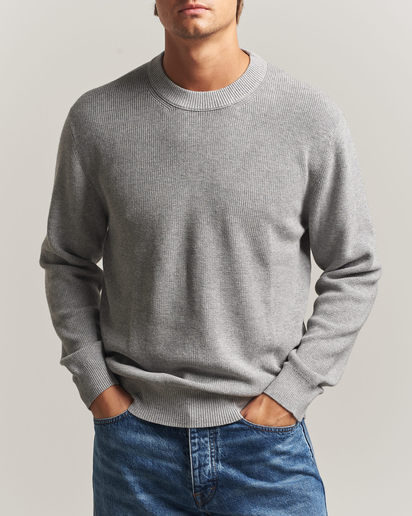 Uomini | Maglieria | NN07 | Hope Cotton/Cashmere Rib Knitted Sweater Grey