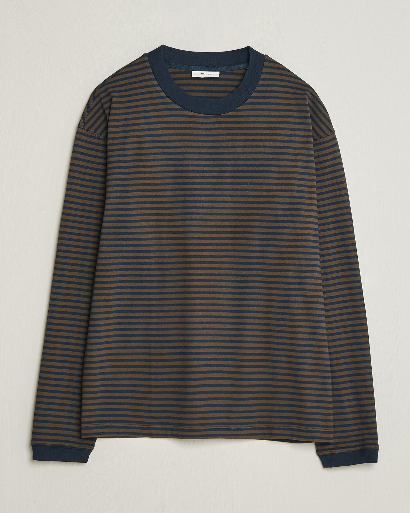 Uomini | T-shirt | NN07 | Lionel Striped Long Sleeve T-Shirt Navy/Brown