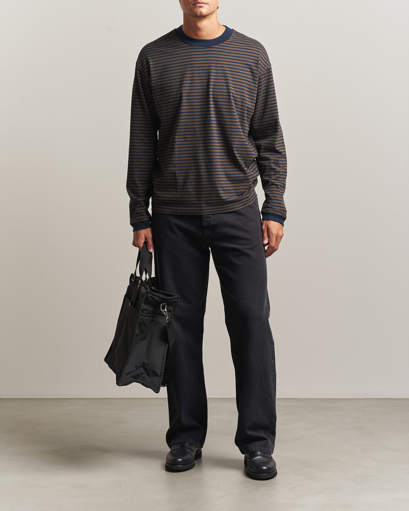 Uomini | T-shirt | NN07 | Lionel Striped Long Sleeve T-Shirt Navy/Brown
