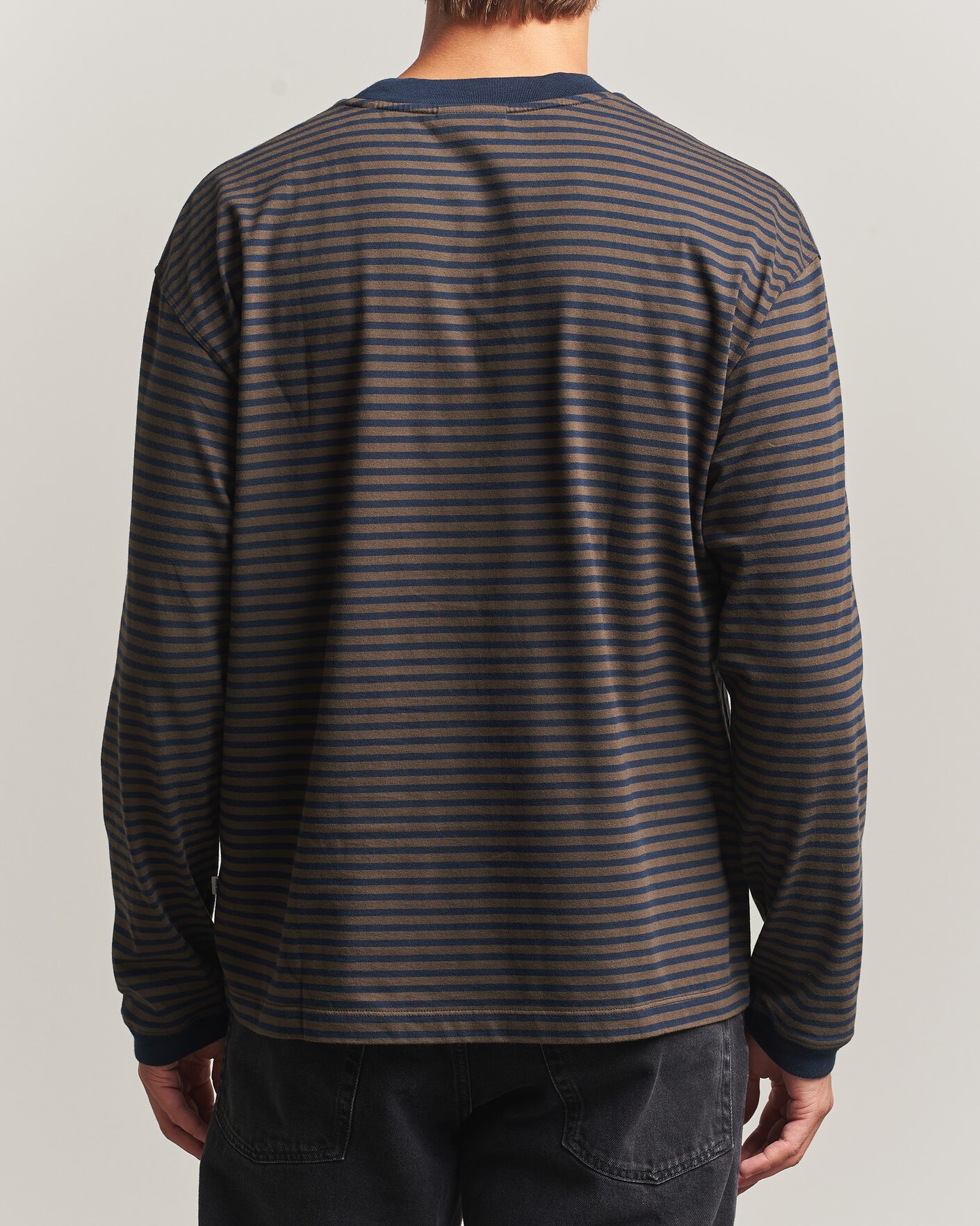 Uomini | T-shirt | NN07 | Lionel Striped Long Sleeve T-Shirt Navy/Brown