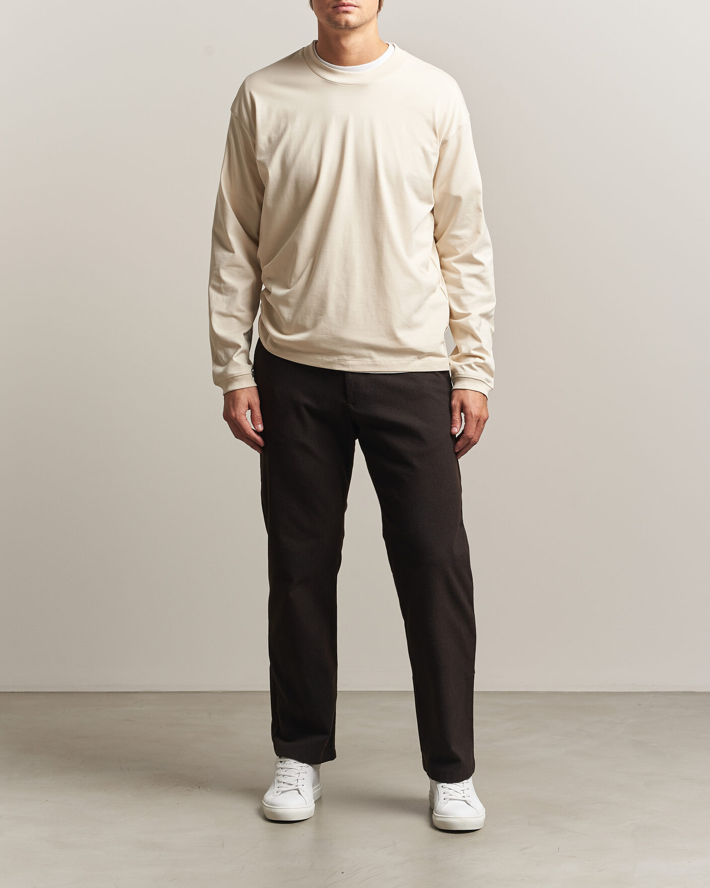 Uomini | T-shirt | NN07 | Lionel Suvin Cotton Long Sleeve T-Shirt Ivory