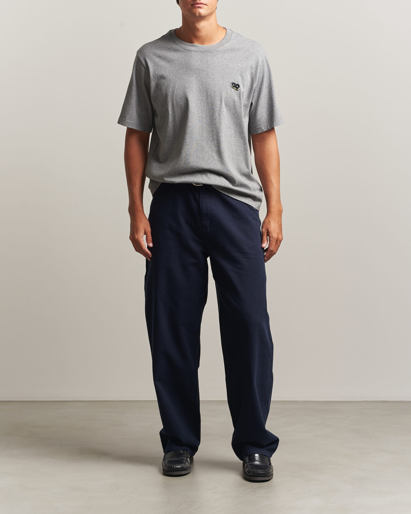 Uomini | T-shirt | NN07 | Jett Embroidered Crew Neck T-Shirt Grey Melange