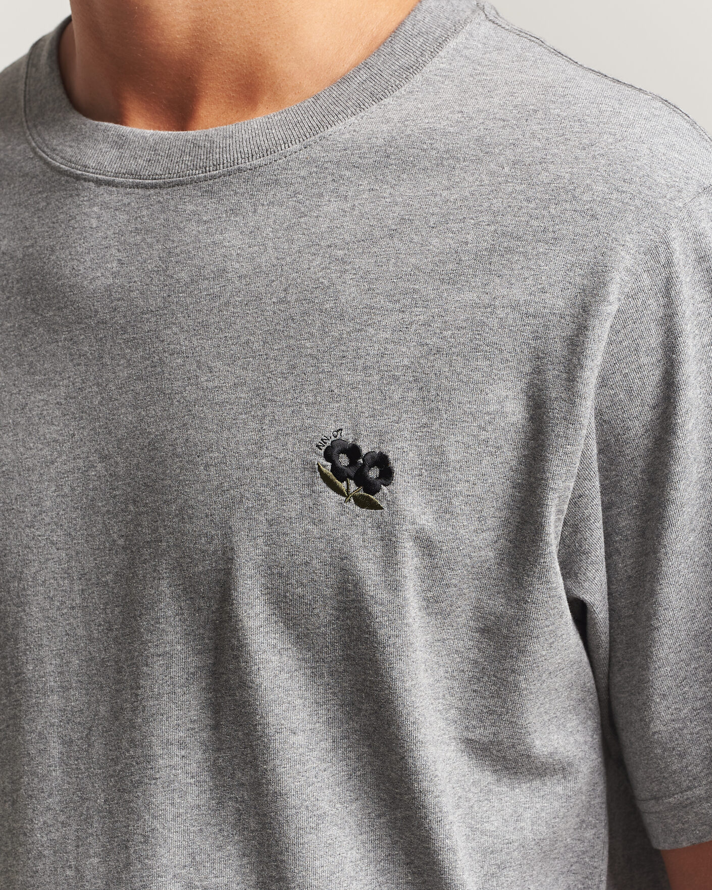 Uomini | T-shirt | NN07 | Jett Embroidered Crew Neck T-Shirt Grey Melange