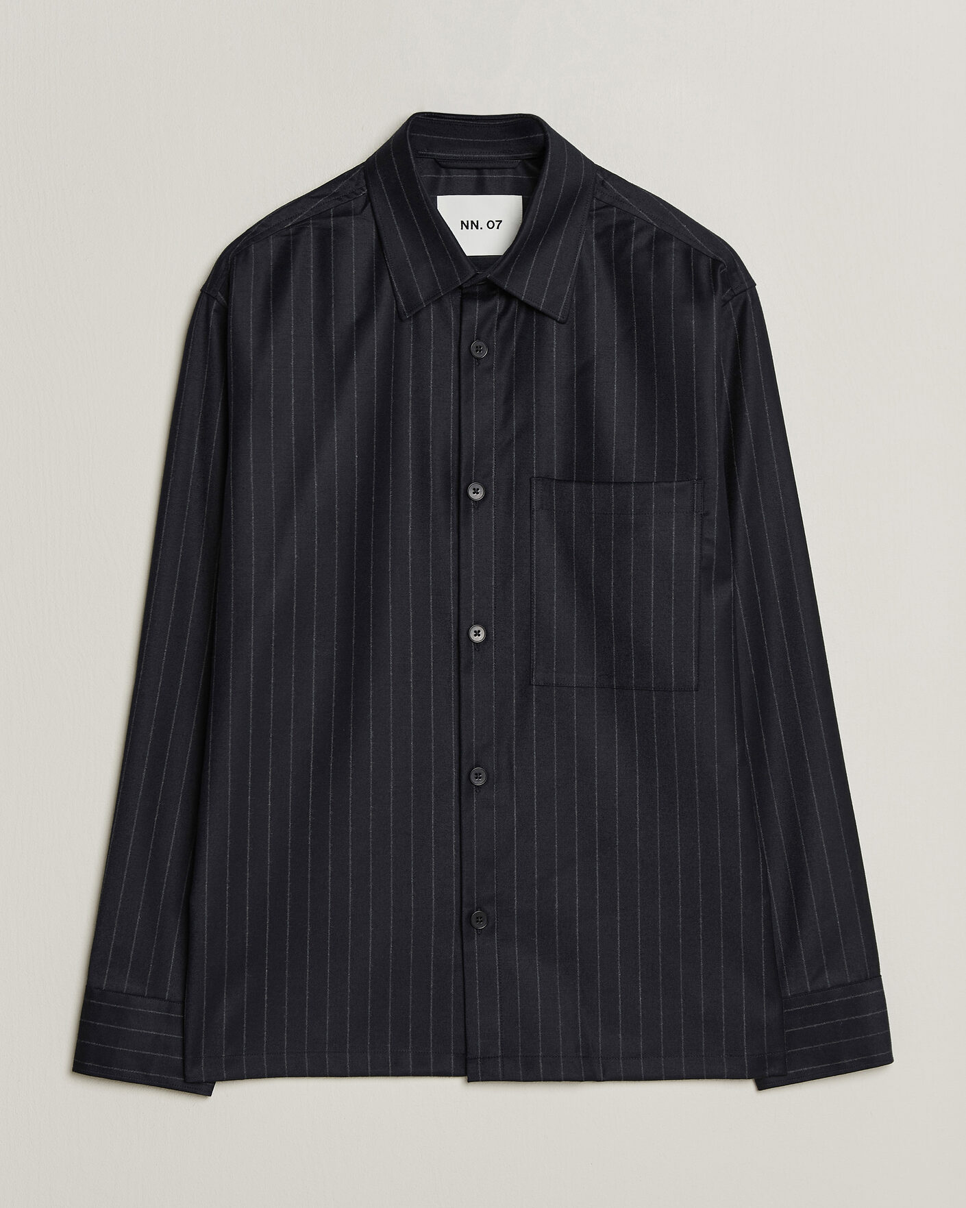 Uomini | Camicie | NN07 | Freddy Wool Pinstriped Overshirt Navy