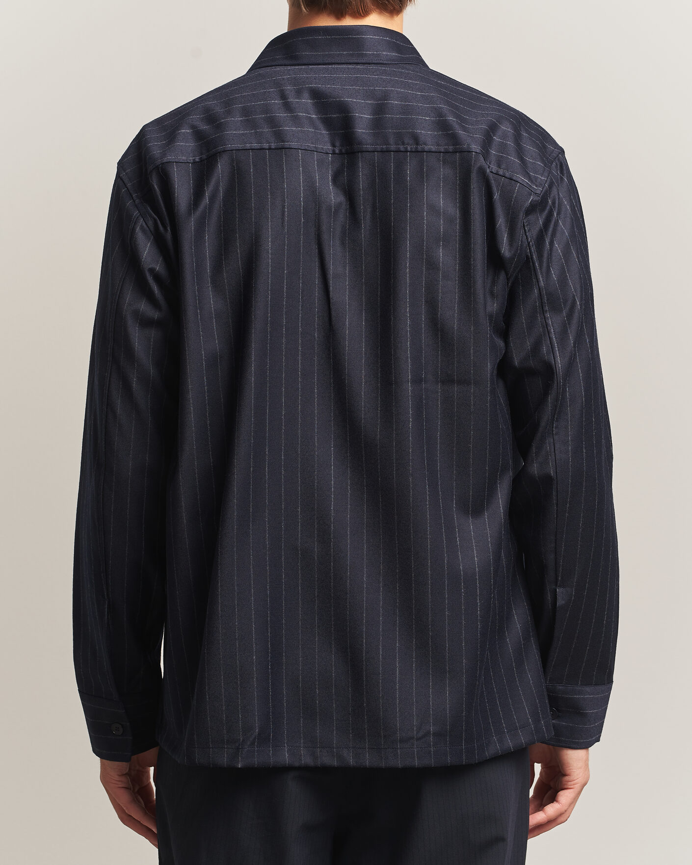 Uomini | Camicie | NN07 | Freddy Wool Pinstriped Overshirt Navy