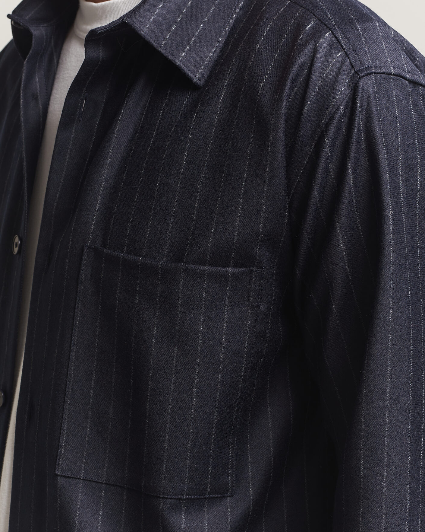 Uomini | Camicie | NN07 | Freddy Wool Pinstriped Overshirt Navy