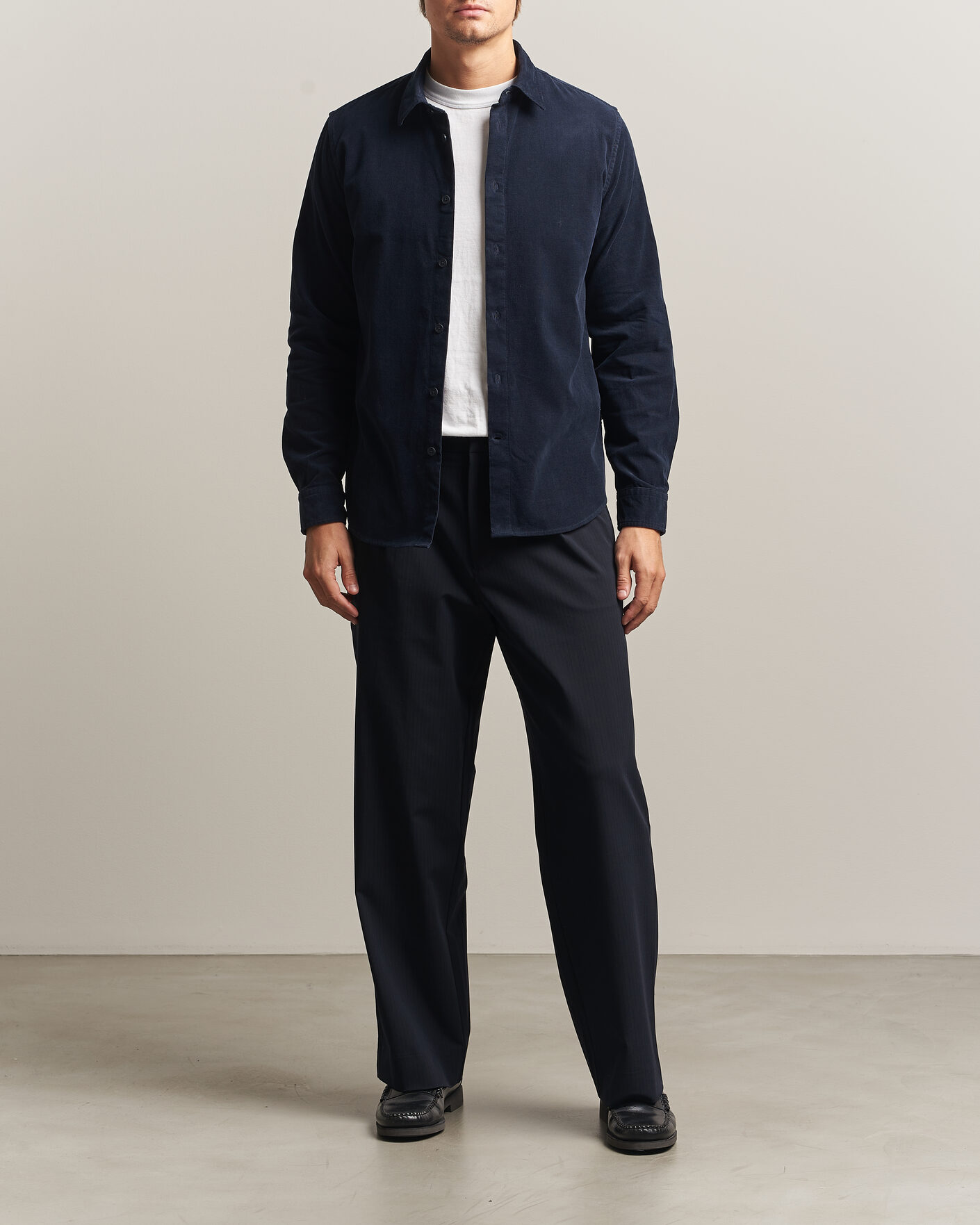 Uomini | Camicie | NN07 | Asher Baby Cord Shirt Navy Blue