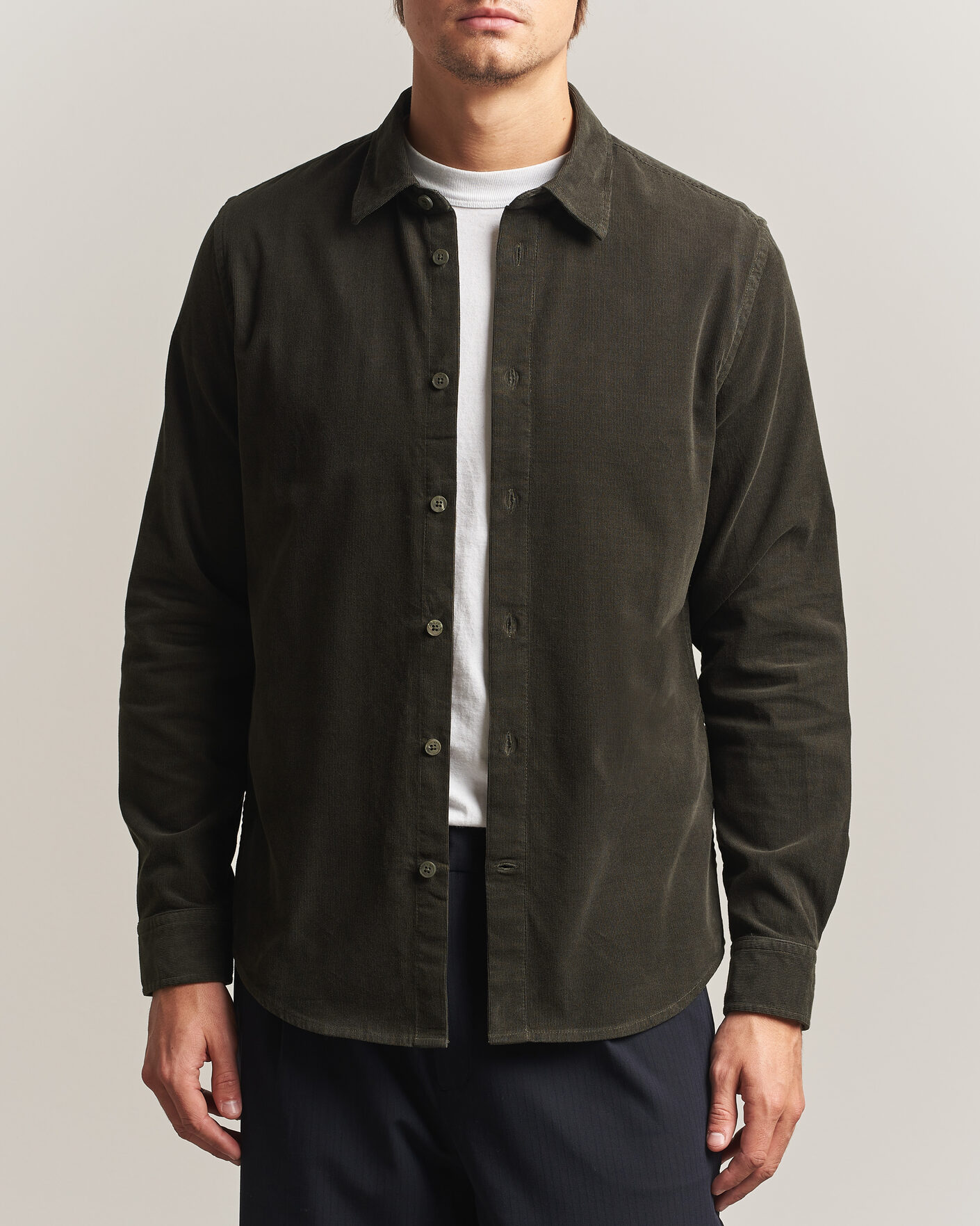 Uomini | Camicie | NN07 | Asher Baby Cord Shirt Capers Green