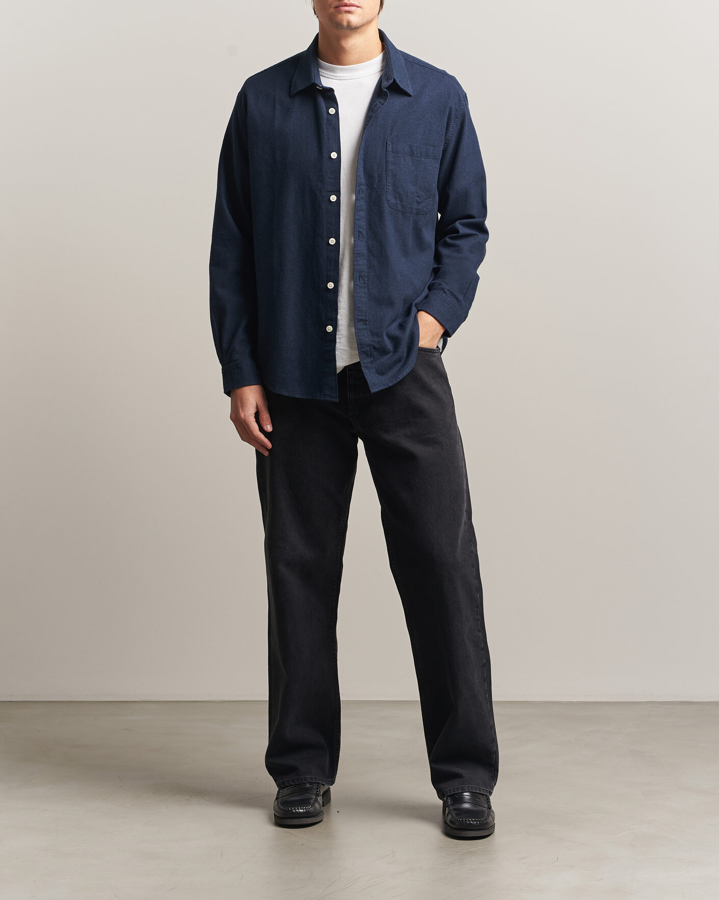 Uomini | Camicie | NN07 | Dino Brushed Flannel Shirt Navy Blue