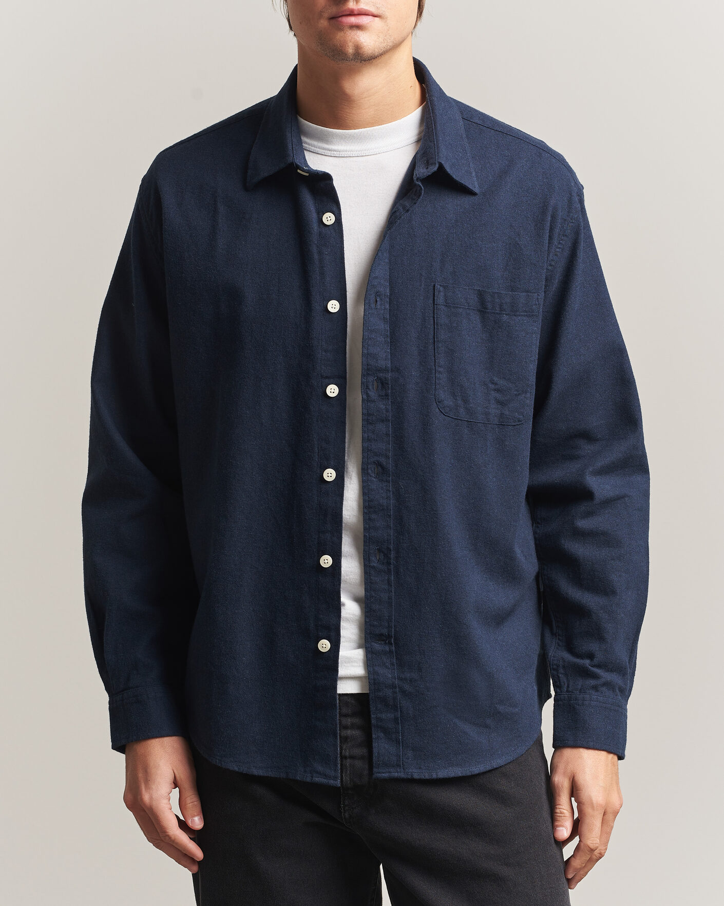 Uomini | Camicie | NN07 | Dino Brushed Flannel Shirt Navy Blue