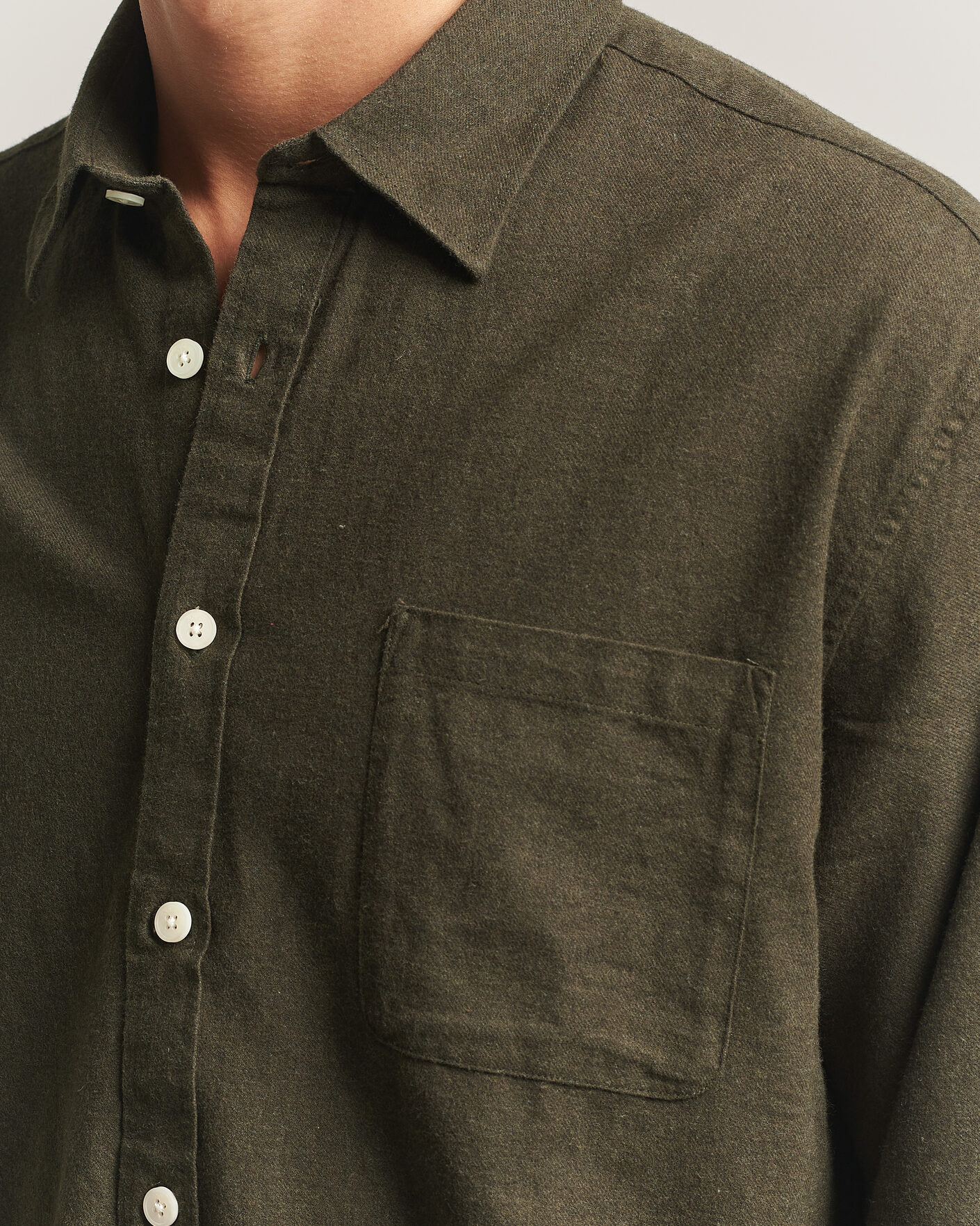 Uomini | Camicie | NN07 | Dino Brushed Flannel Shirt Dark Army